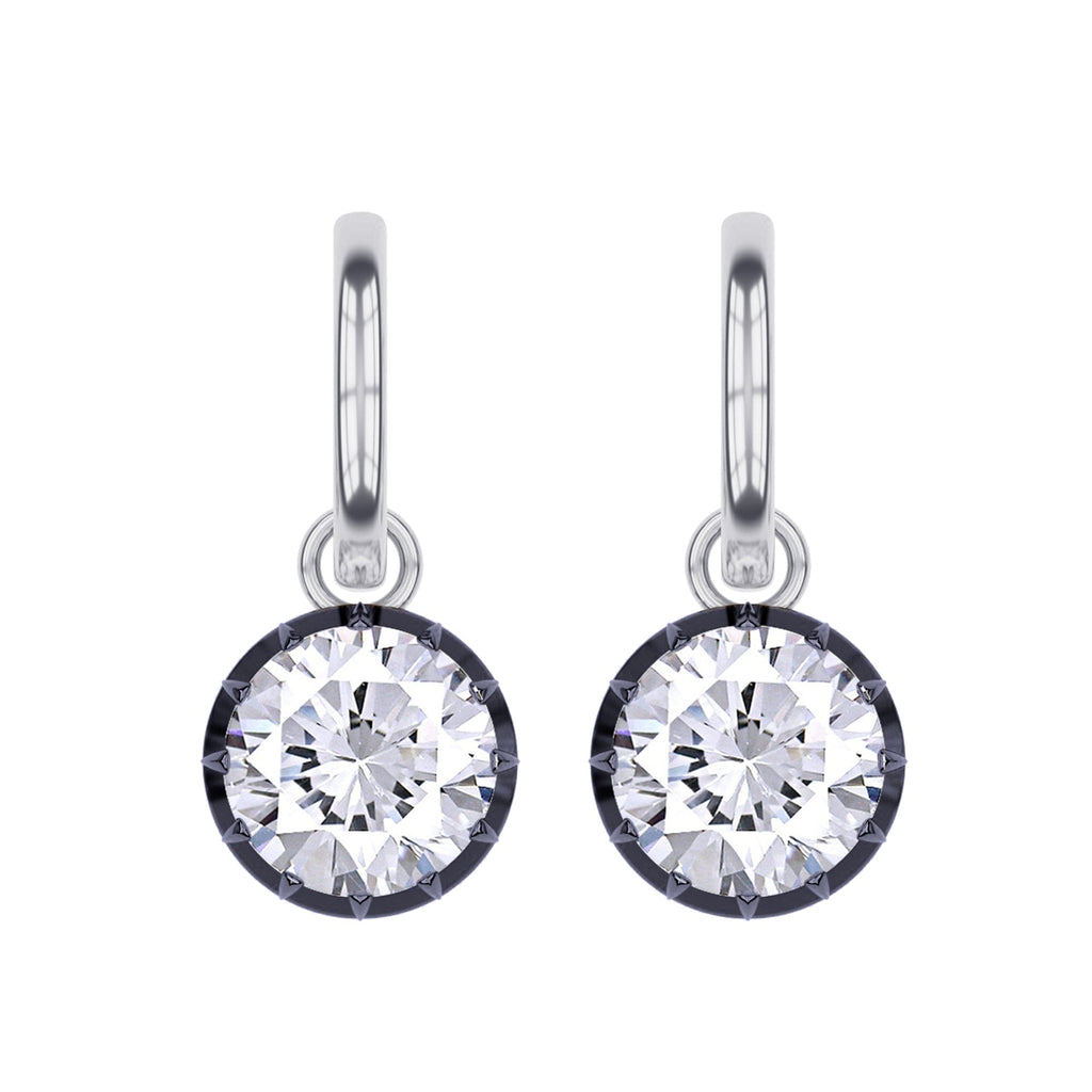 Hoop Earrings For Women, Round Shape Lab Grown Diamond Two Tone Huggie Earring
