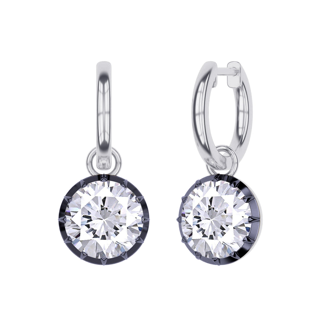 Hoop Earrings For Women, Round Shape Lab Grown Diamond Two Tone Huggie Earring