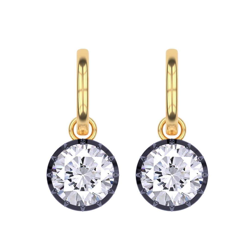 Hoop Earrings For Women, Round Shape Lab Grown Diamond Two Tone Huggie Earring