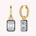 Hoop Earrings For Women, Radiant Shape Lab Grown Diamond Two Tone Huggie Hoop Earring