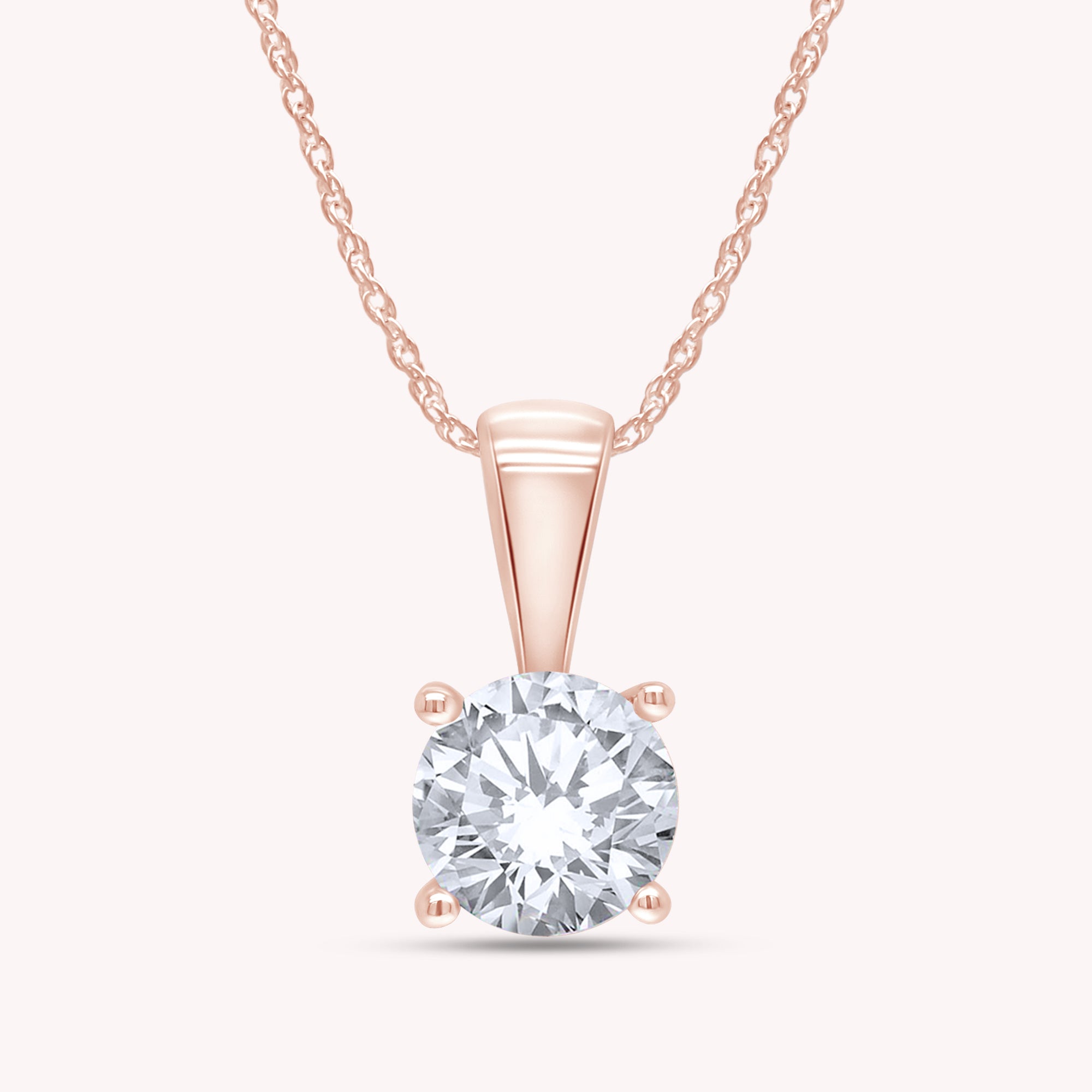 Round Cut Lab Grown Diamond Solitaire Pendant Necklace fo Women