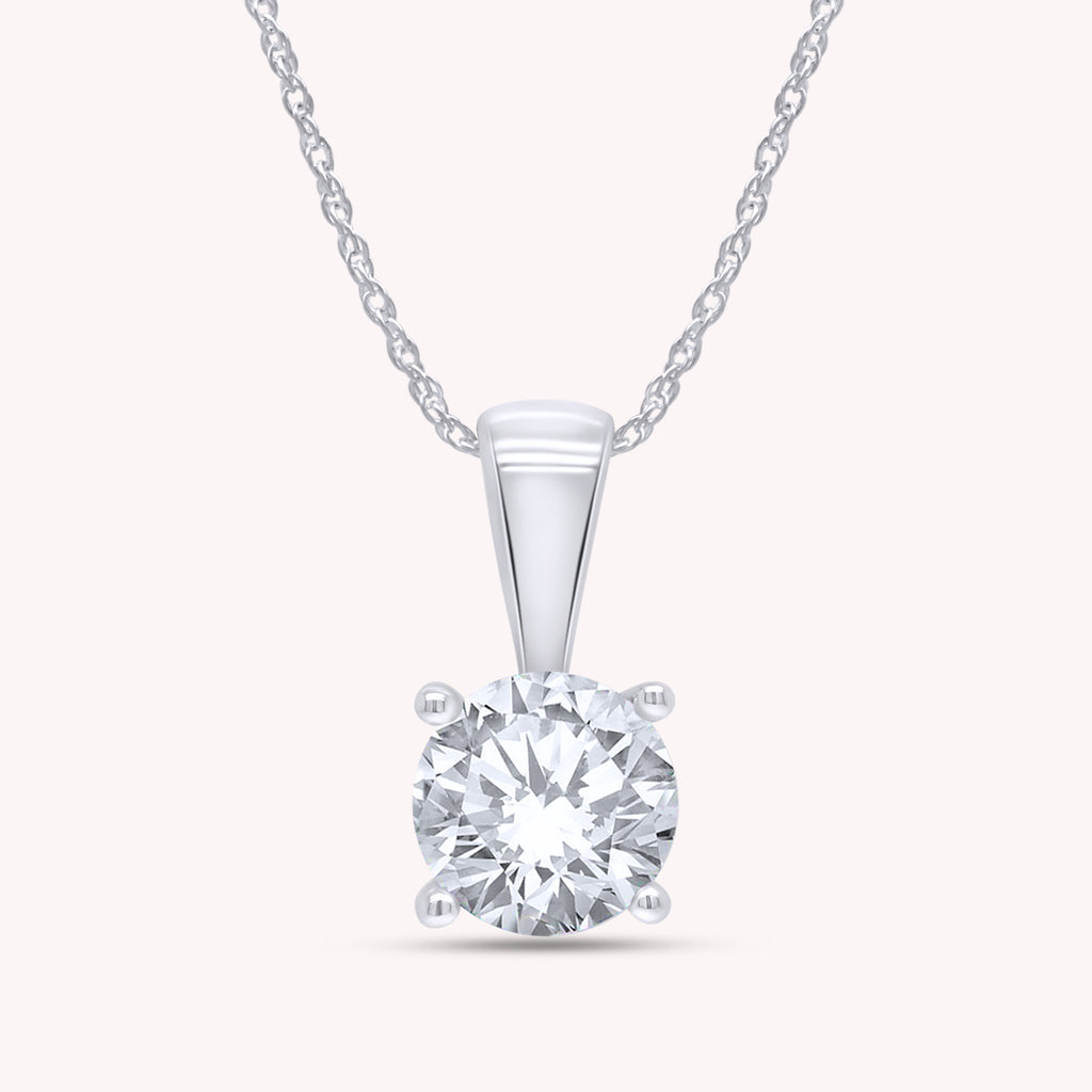 Round Cut Lab Grown Diamond Solitaire Pendant Necklace fo Women