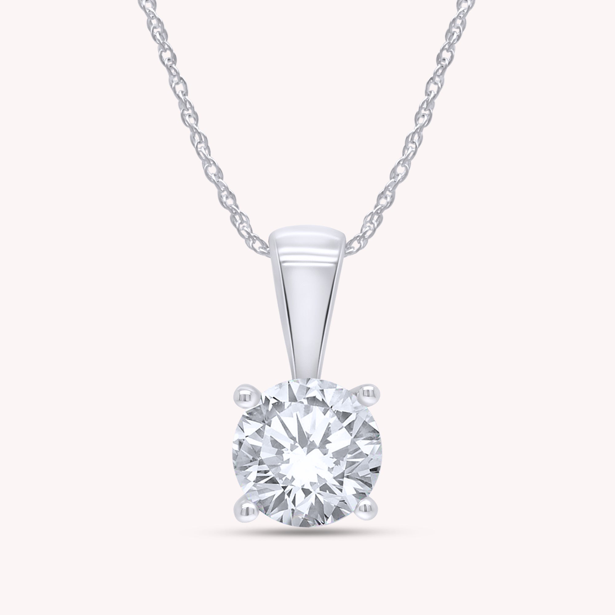 Round Cut Lab Grown Diamond Solitaire Pendant Necklace fo Women