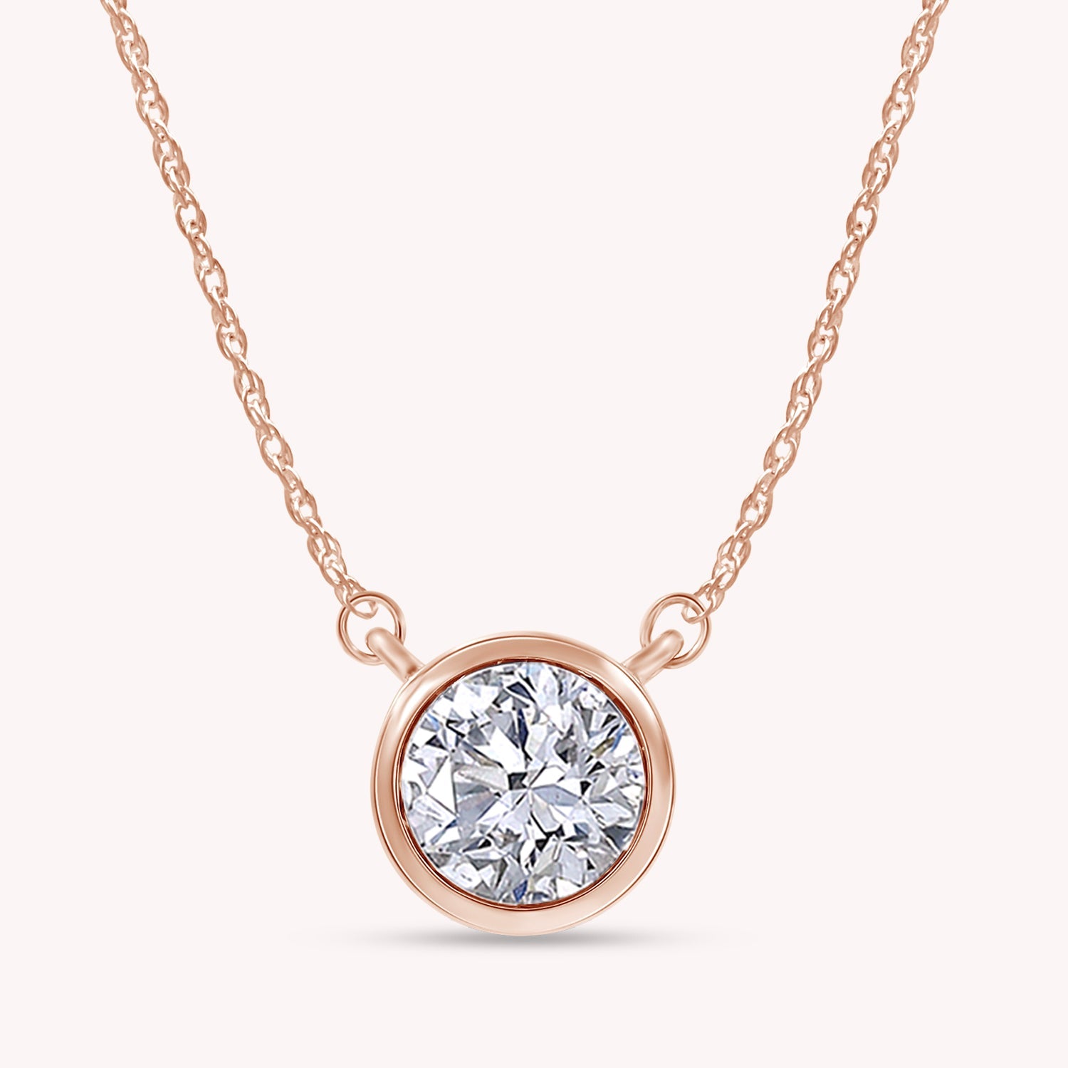 1.00 Carat Bezel Set Lab-Grown Diamond Pendant Necklace