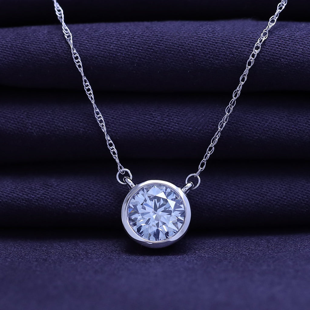 1.00 Carat Bezel Set Lab-Grown Diamond Pendant Necklace