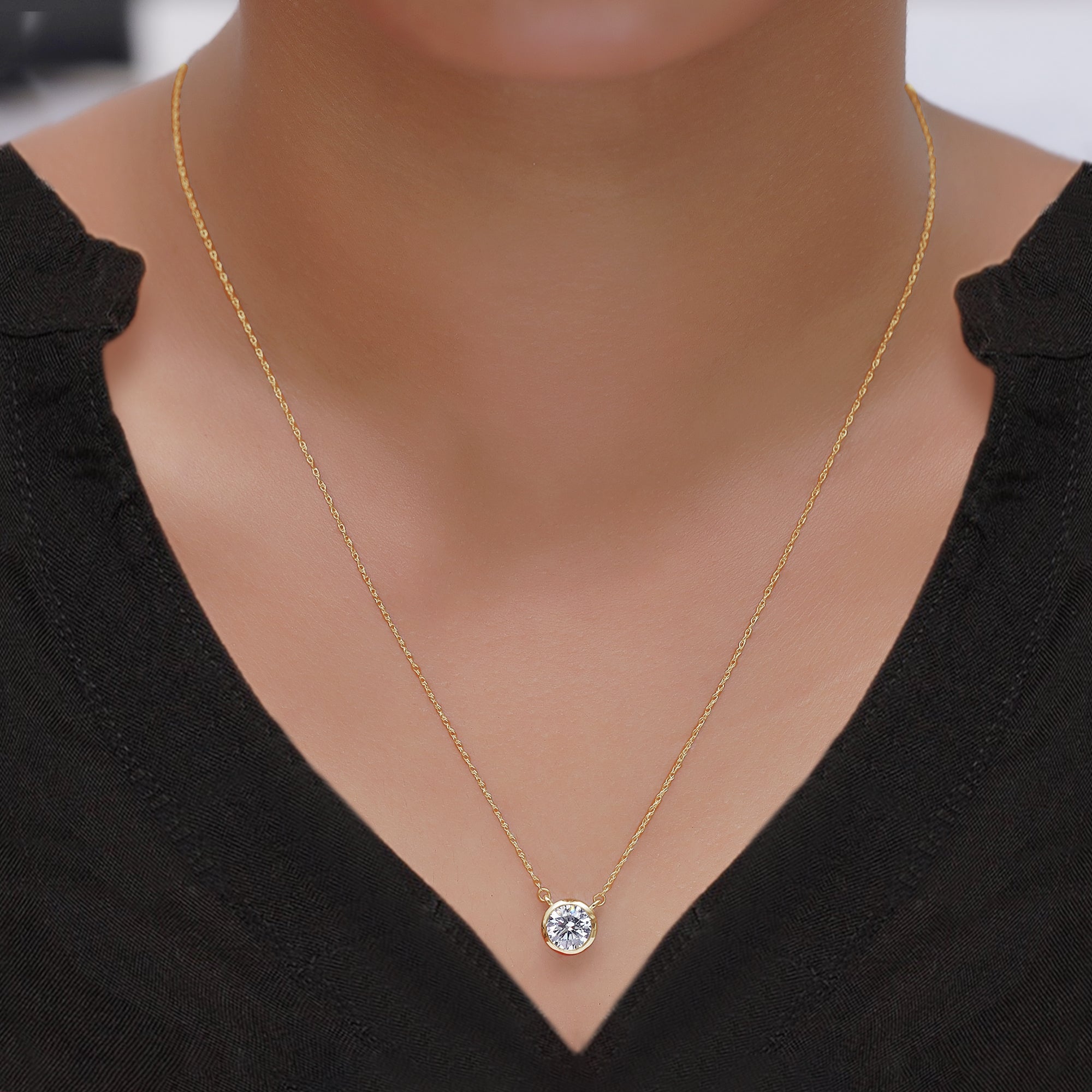 1.00 Carat Bezel Set Lab-Grown Diamond Pendant Necklace