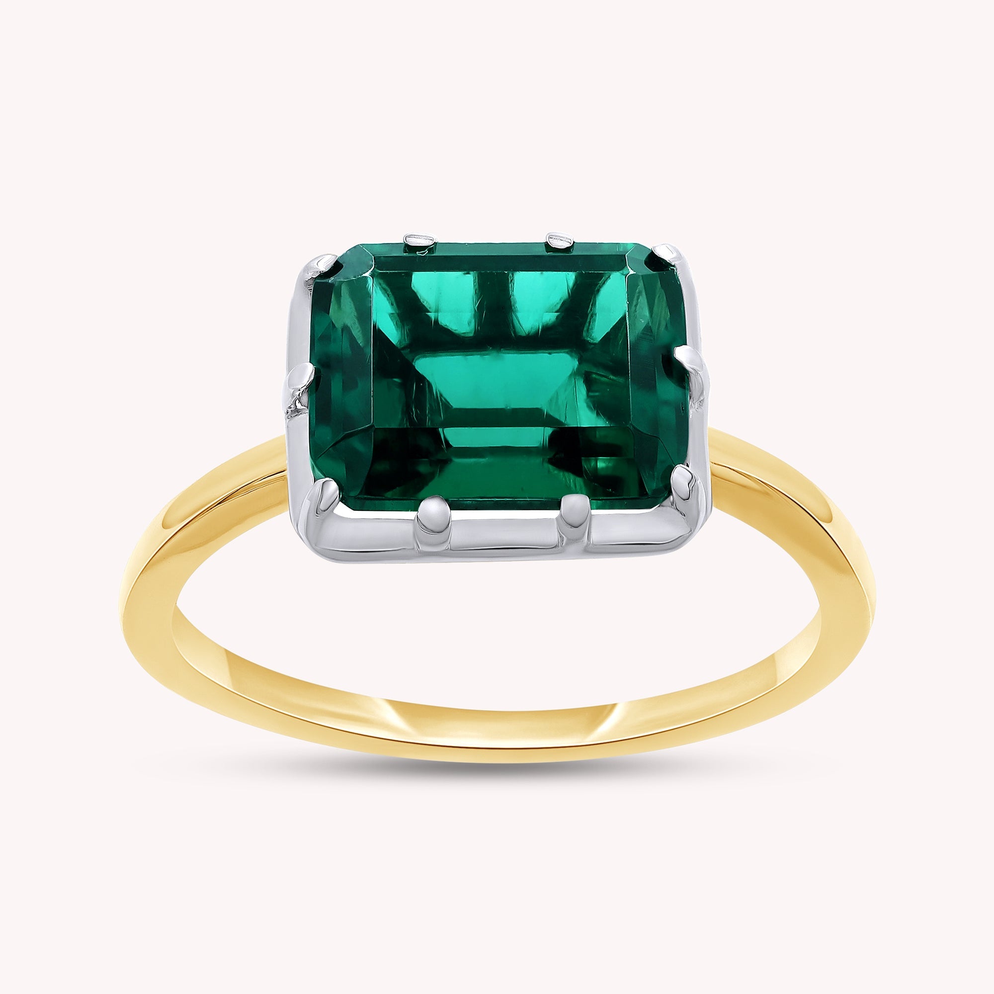 Solitaire Rings for Women, Multi Shape Lab grown Gemstone Two Tone Solitaire Ring