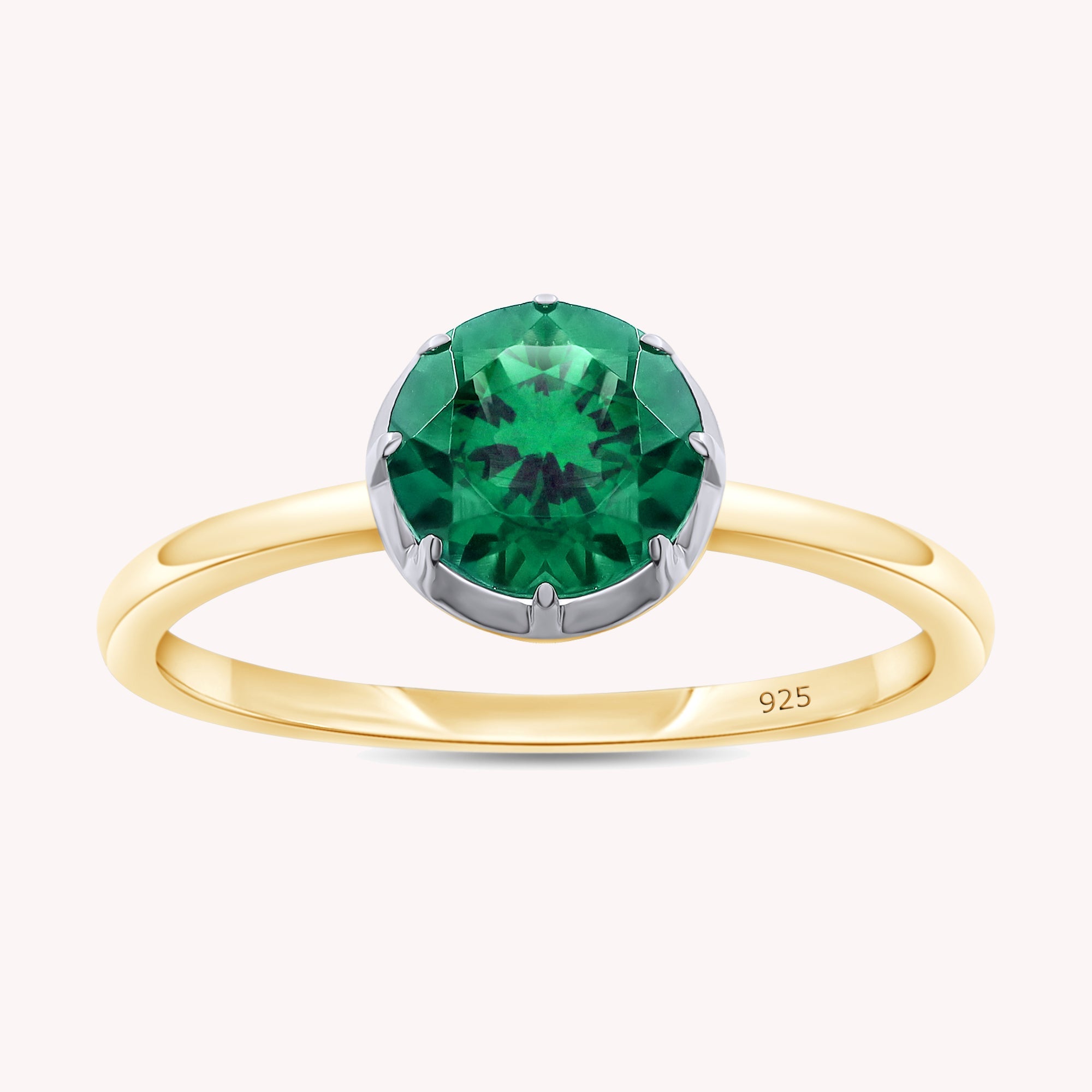Solitaire Rings for Women, Multi Shape Lab grown Gemstone Two Tone Solitaire Ring