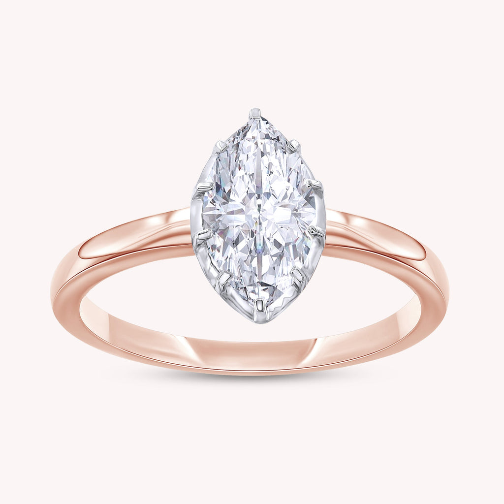 Solitaire Ring for Women, Multi Shape Lab Grown Two Tone Engagement Rings