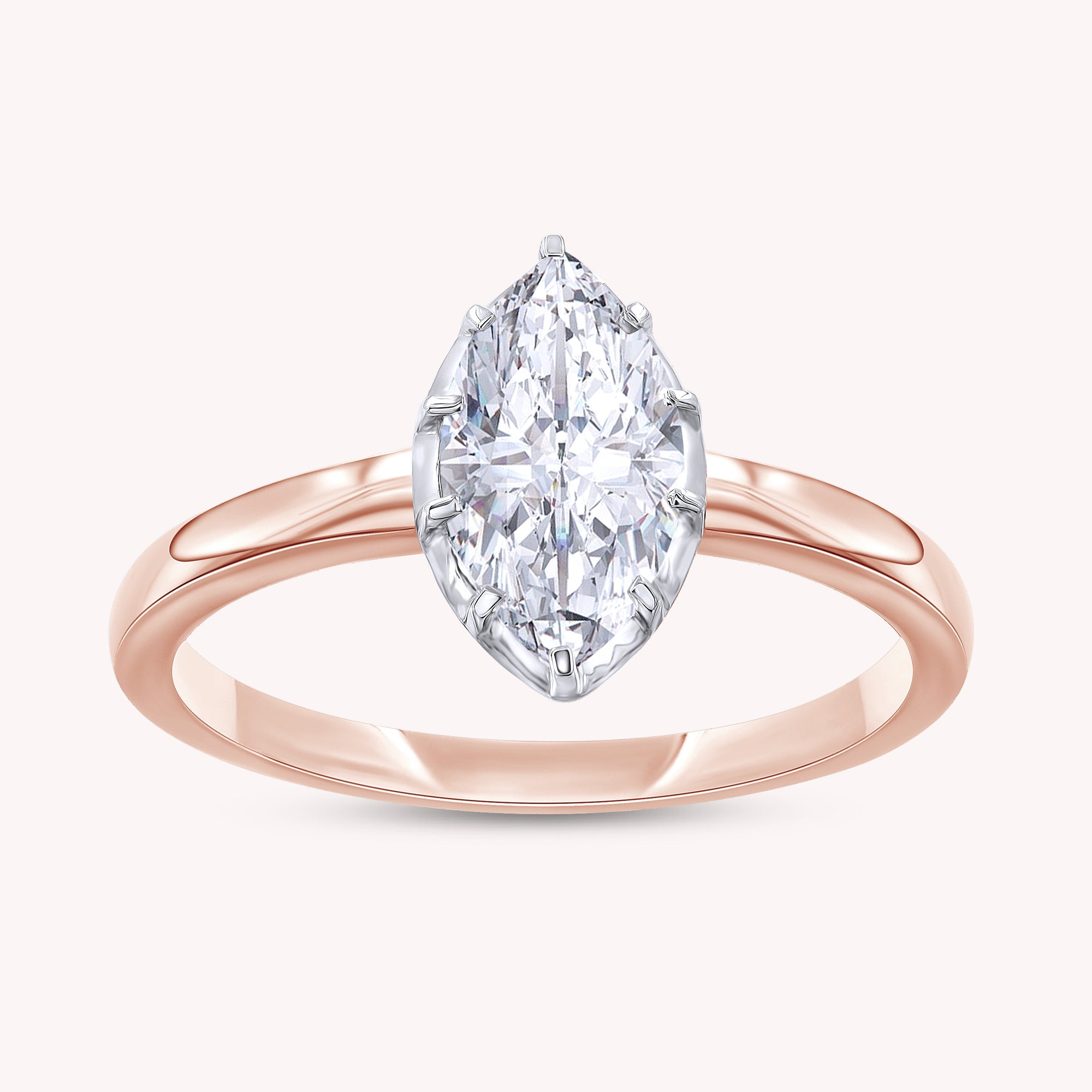 Solitaire Ring for Women, Multi Shape Lab Grown Two Tone Engagement Rings