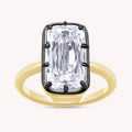 Solitaire Ring for Women, Elongated Cushion Shape Lab Grown Two Tone Engagement Ring