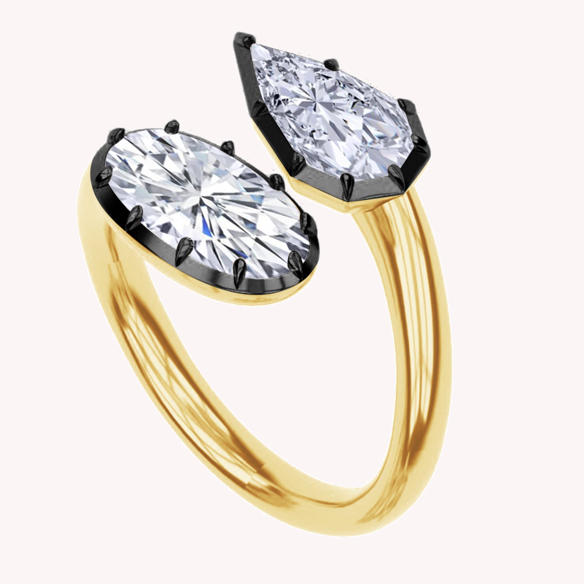 Solitaire Ring for Women, Marquise Shape Lab Grown two tone Engagement Rings