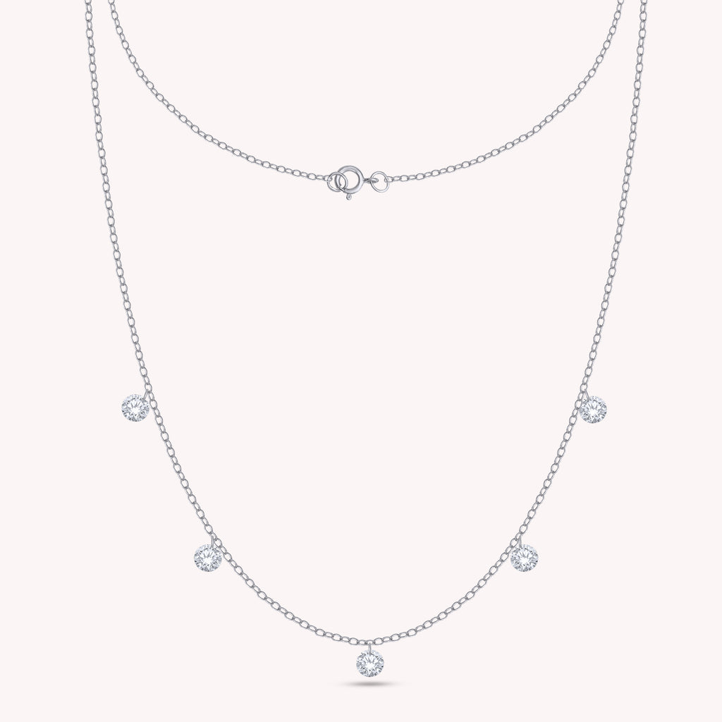 Lab Grown Diamond Five Stone Station Necklace