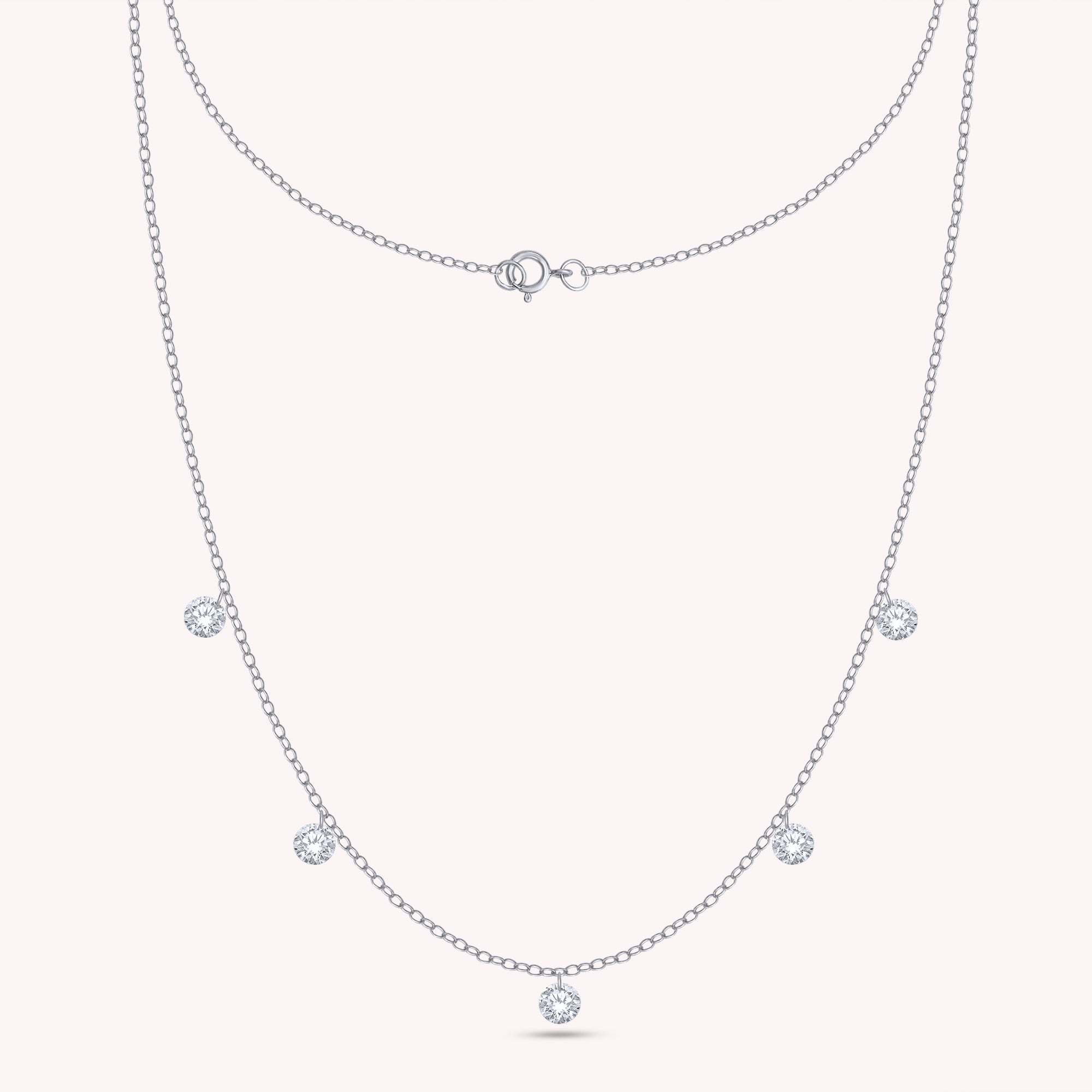 Lab Grown Diamond Five Stone Station Necklace