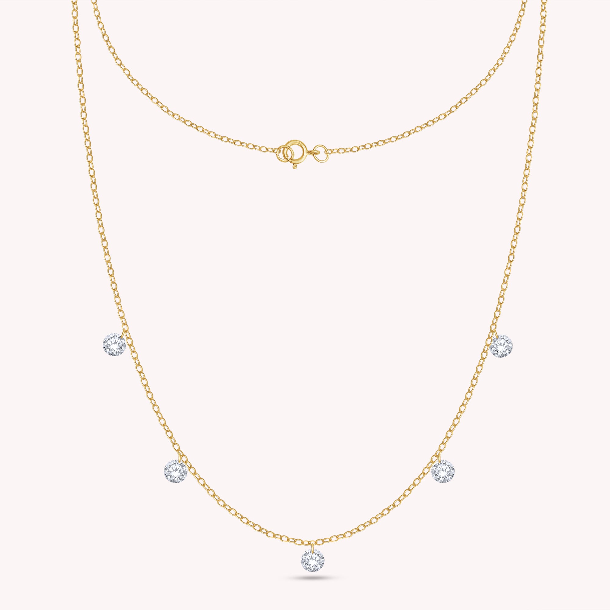 Lab Grown Diamond Five Stone Station Necklace