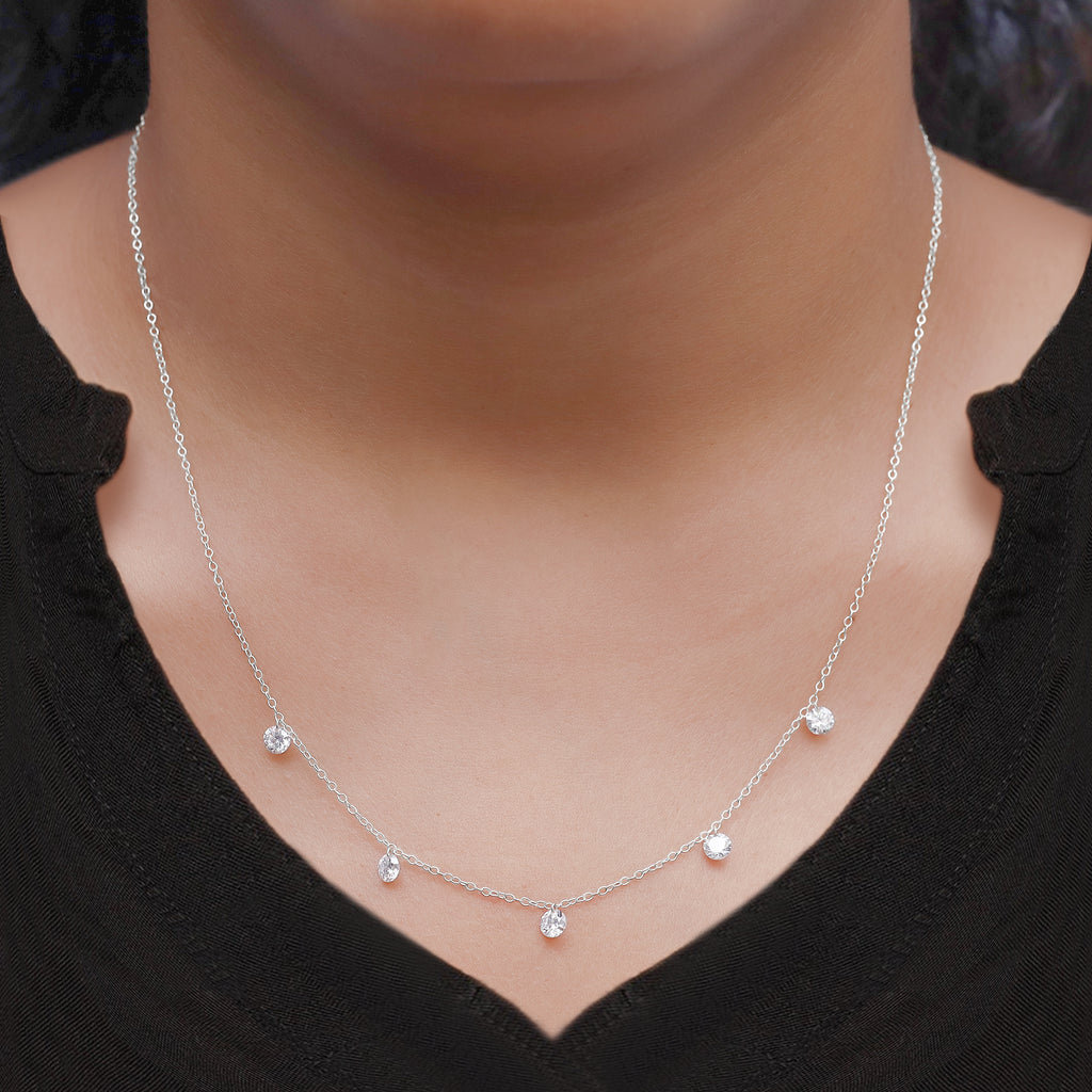 Lab Grown Diamond Five Stone Station Necklace