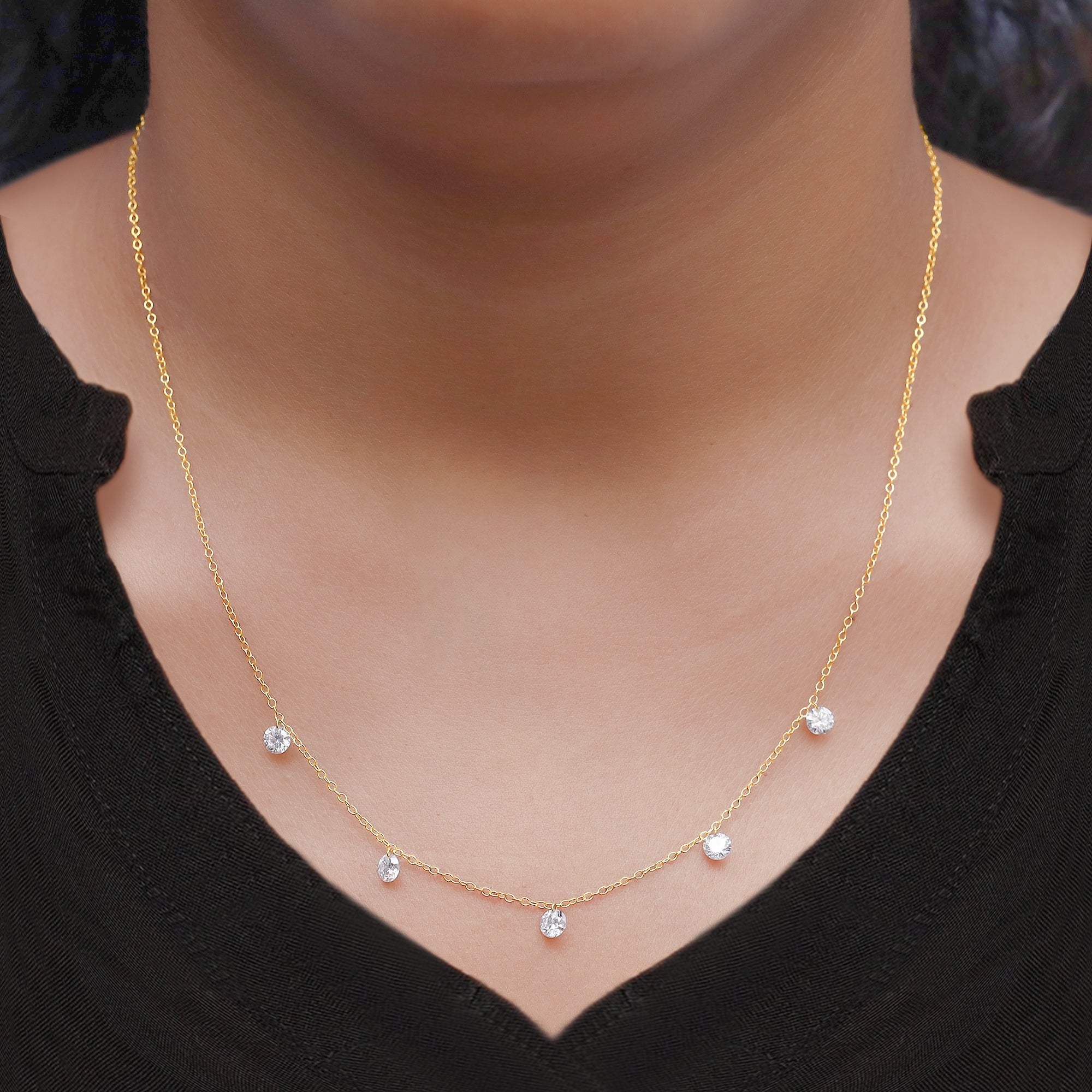 Lab Grown Diamond Five Stone Station Necklace