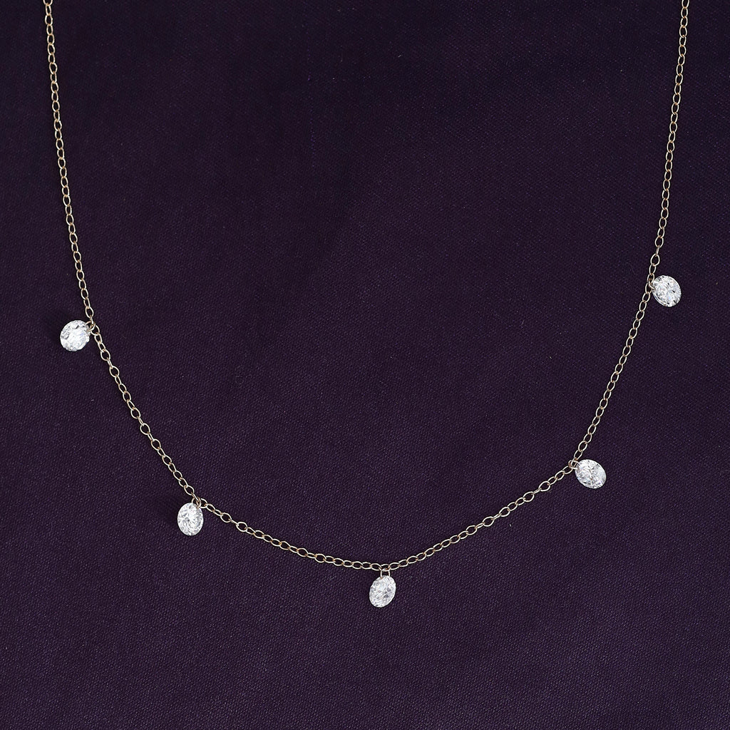 Lab Grown Diamond Five Stone Station Necklace
