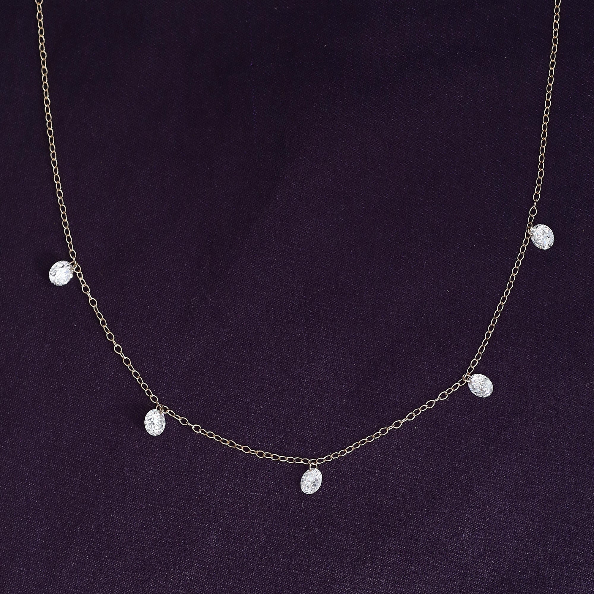 Lab Grown Diamond Five Stone Station Necklace
