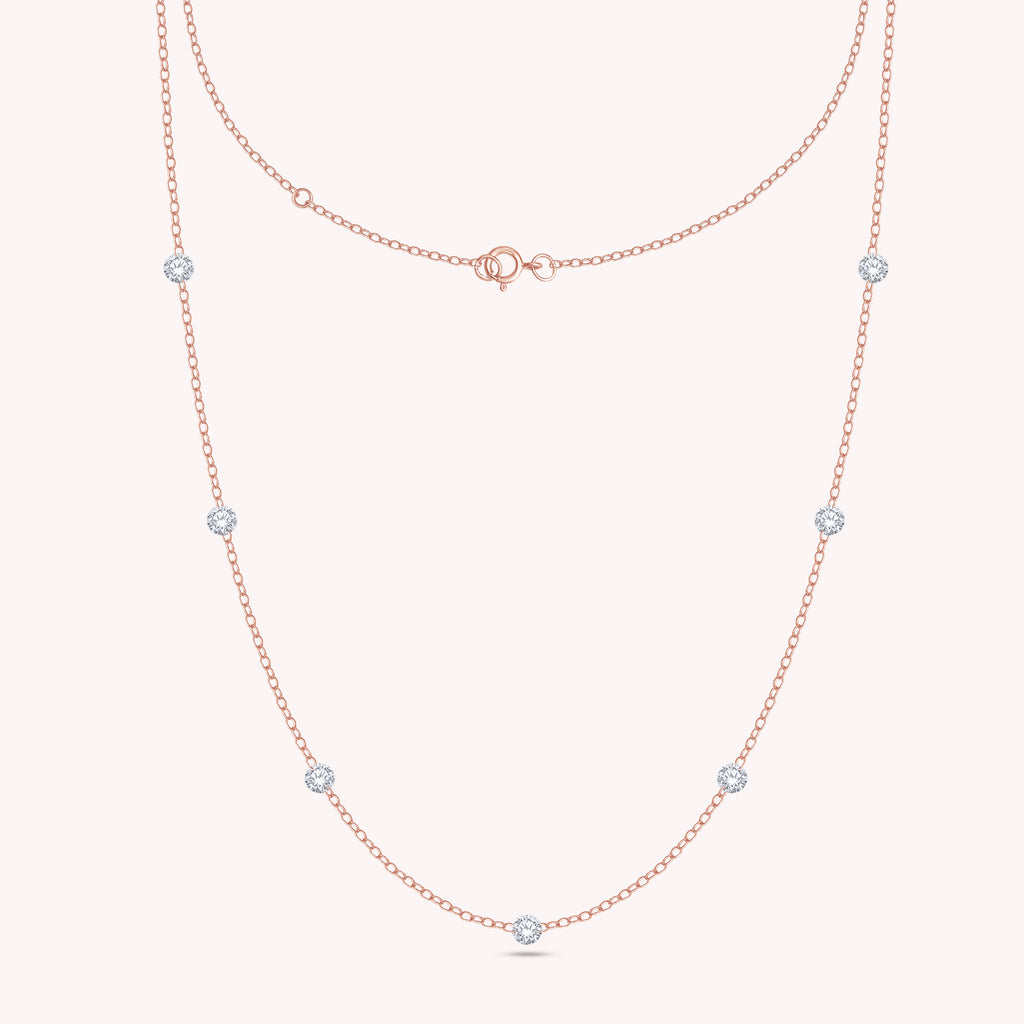 Seven-Stone Round Cut Lab Grown Diamond Station Necklace