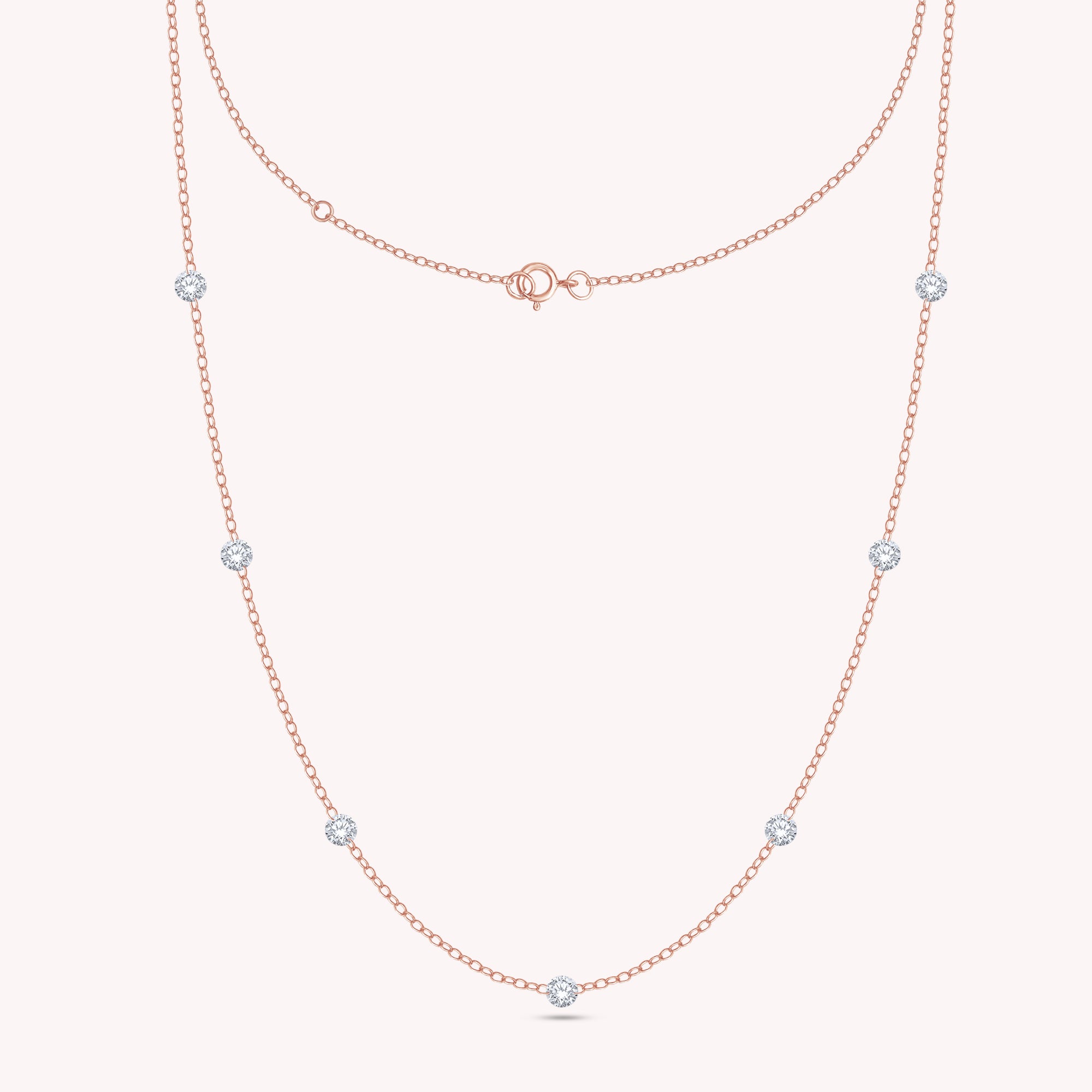 Seven-Stone Round Cut Lab Grown Diamond Station Necklace