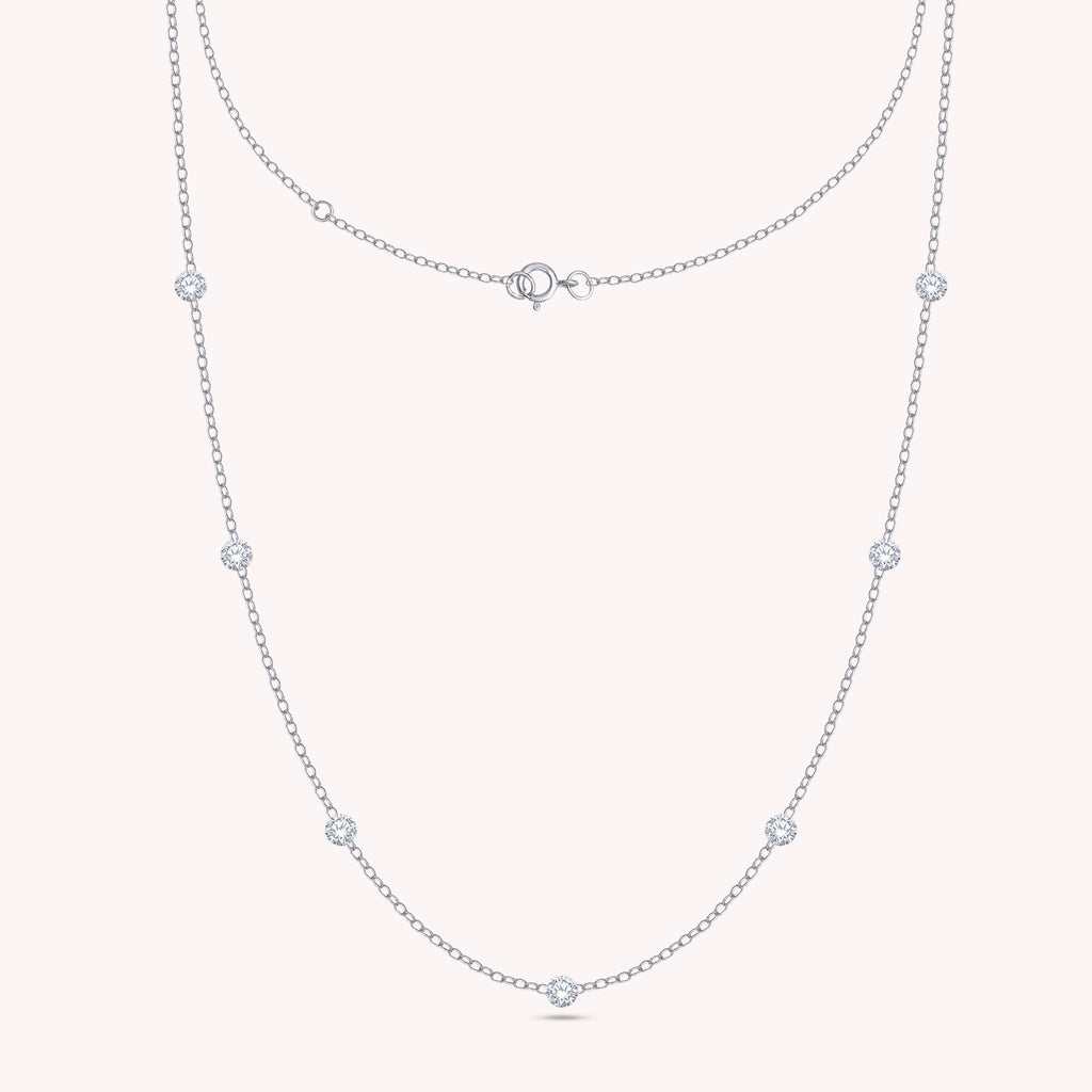 Seven-Stone Round Cut Lab Grown Diamond Station Necklace