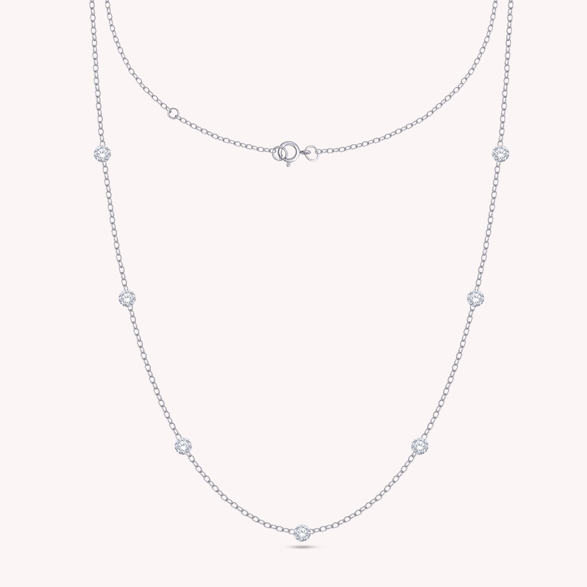Seven-Stone Round Cut Lab Grown Diamond Station Necklace