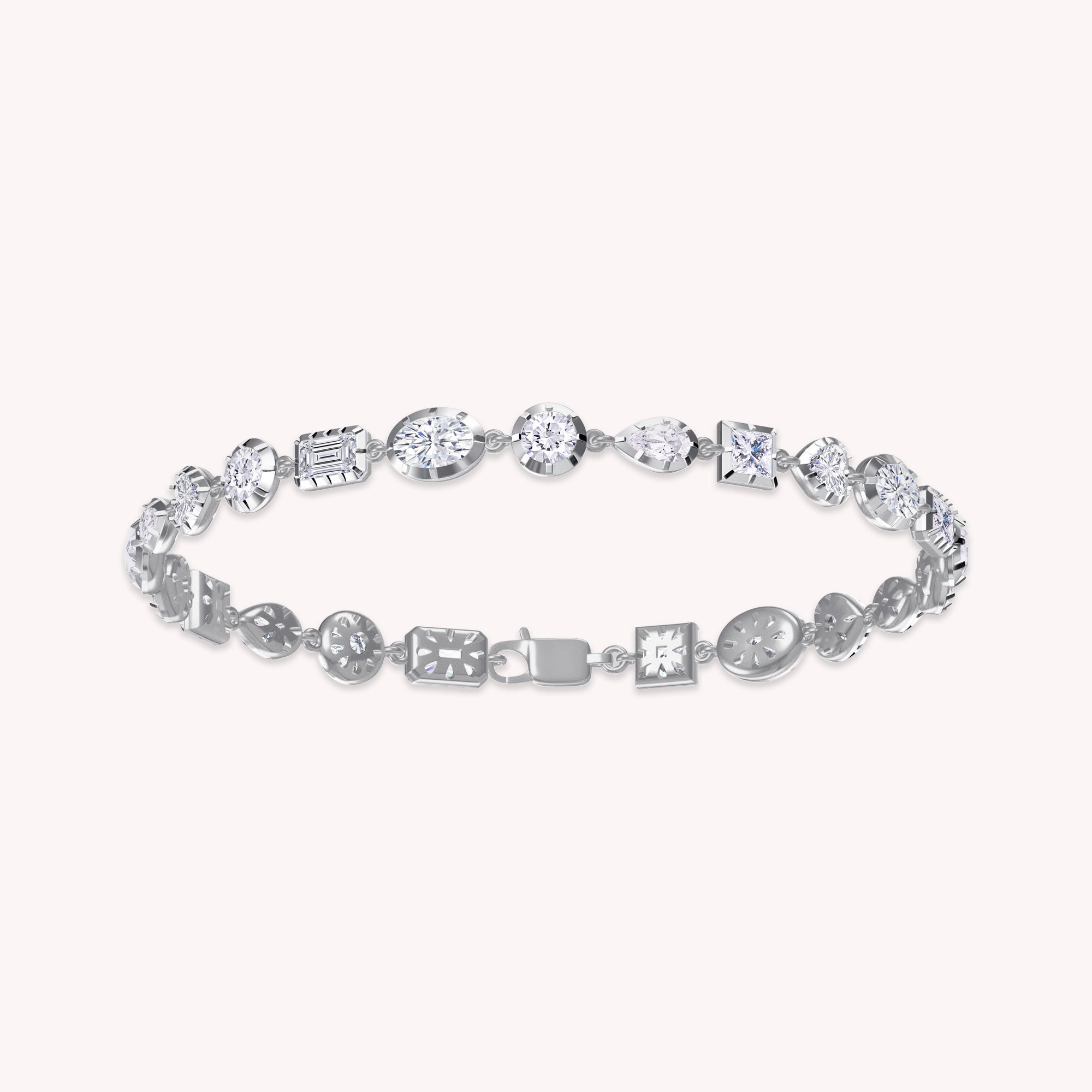 Multi Shape Lab Grown Diamond Two Tone Tennis Bracelet - 5.85 CTTW