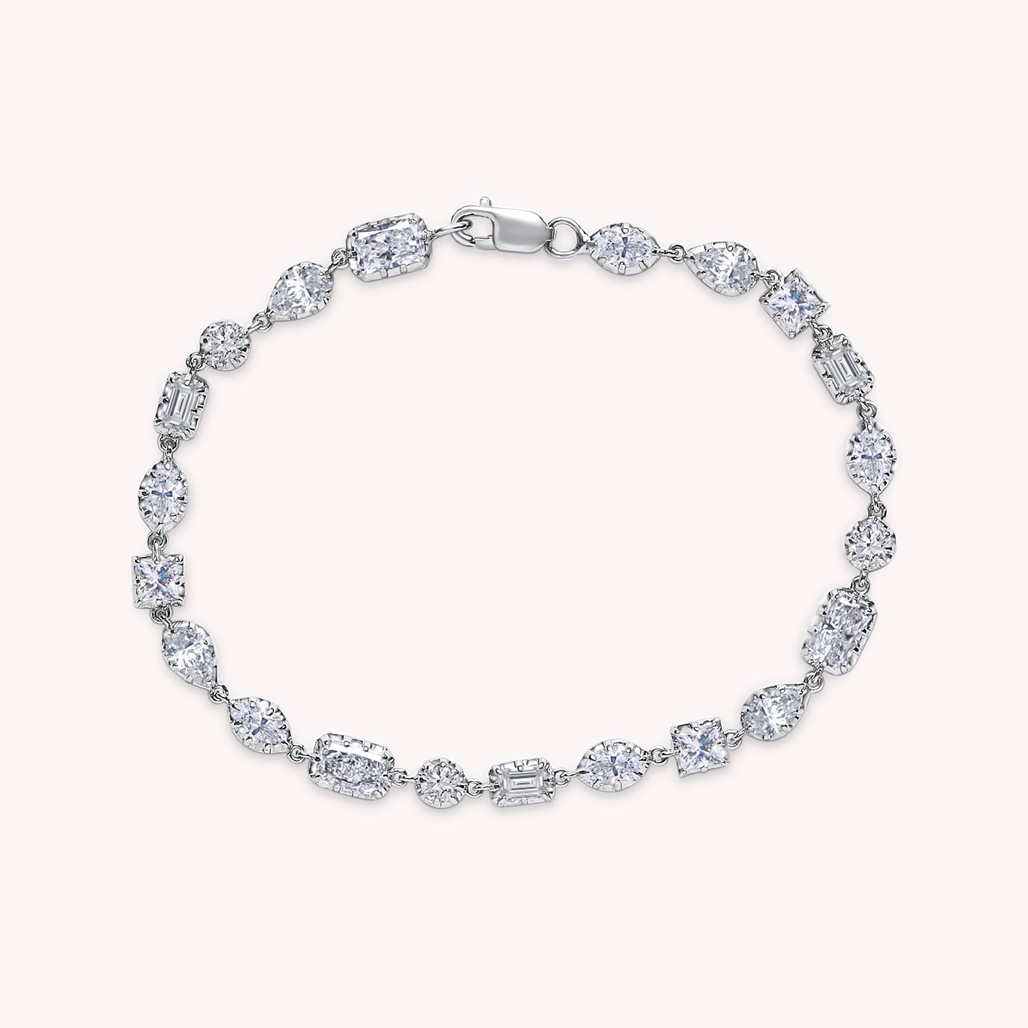 Multi Shape Lab Grown Diamond Two Tone Tennis Link chain Bracelet - 4.45 CTTW