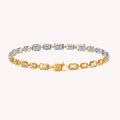 Emerald Shape Lab Grown Diamond Two Tone Tennis Link chain Bracelet - 3.25 CTTW