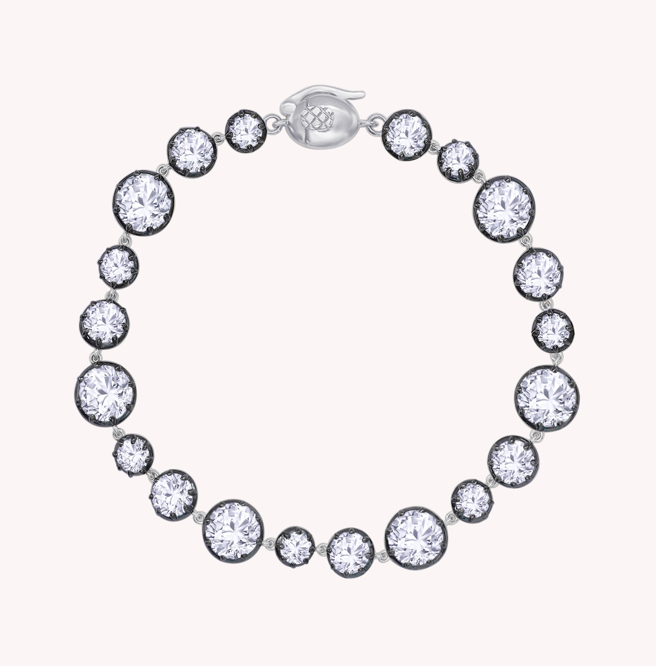 Round Shape Lab Grown Diamond Two Tone Georgian Victorian Style Tennis Link Chain Bracelet - 10.95 CTTW