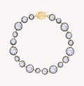 Round Shape Lab Grown Diamond Two Tone Georgian Victorian Style Tennis Link Chain Bracelet - 10.95 CTTW