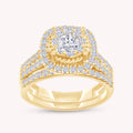 Round Shape Lab Grown Diamond Dazzling Cluster Engagement Bridal Set Ring - 1.00 CTW