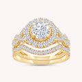 Round Shape Lab Grown Diamond Twisted Shank Bridal Set Ring - 1.00 CTW