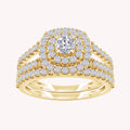 Round Shape Lab Grown Diamond Cluster Engagement Bridal Set Ring - 1.00 CTW