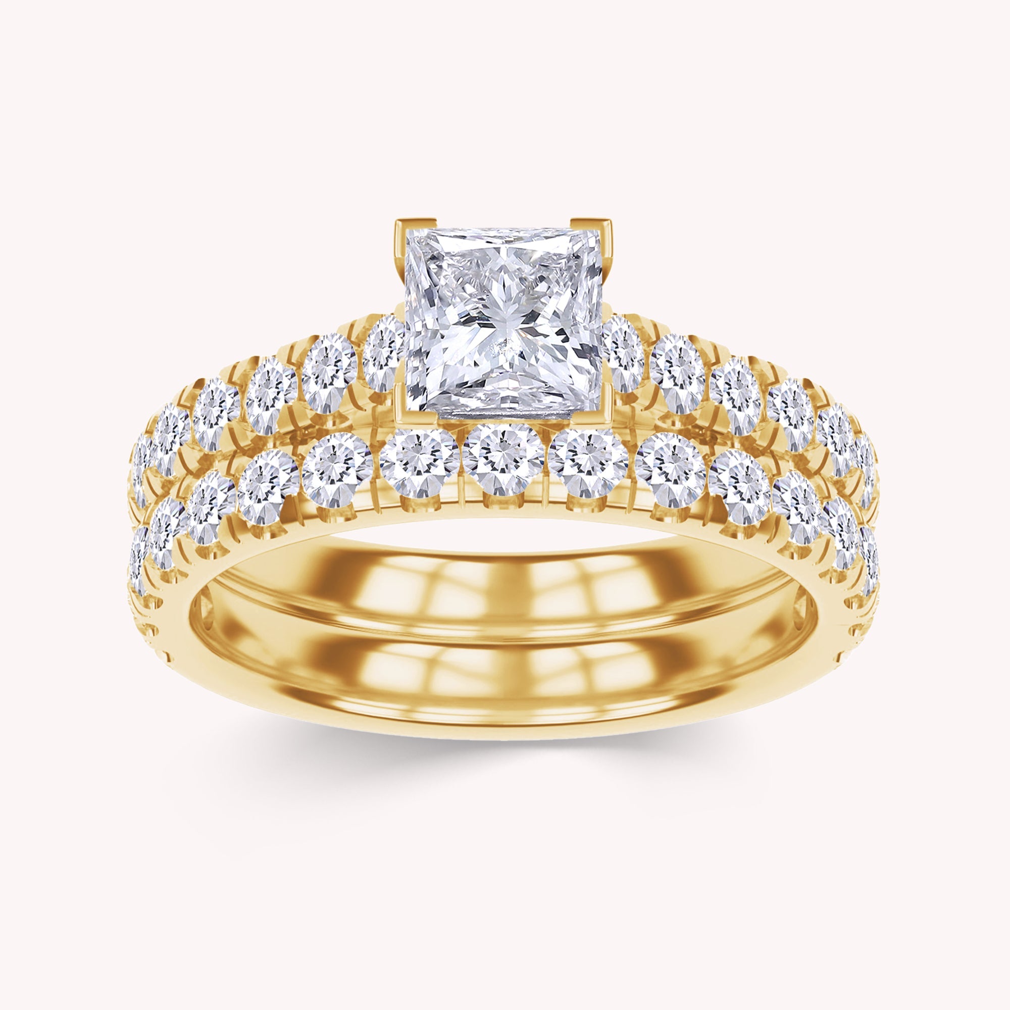 Princess and Round Shape Lab Grown Diamond Bridal Set Ring - 1.00 CTW