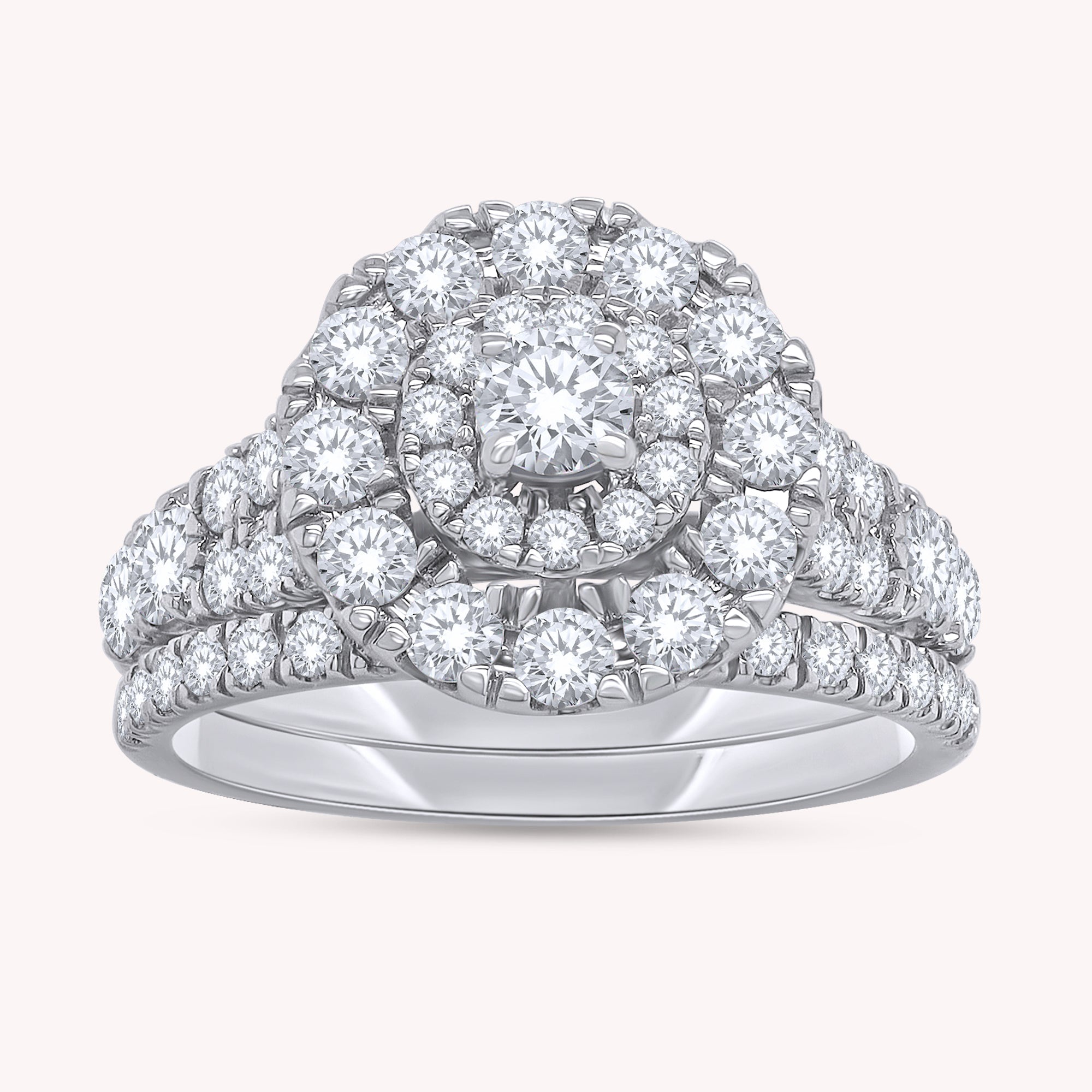 Round Shape Lab Grown Diamond Bridal Set Ring - 1.00 CTW