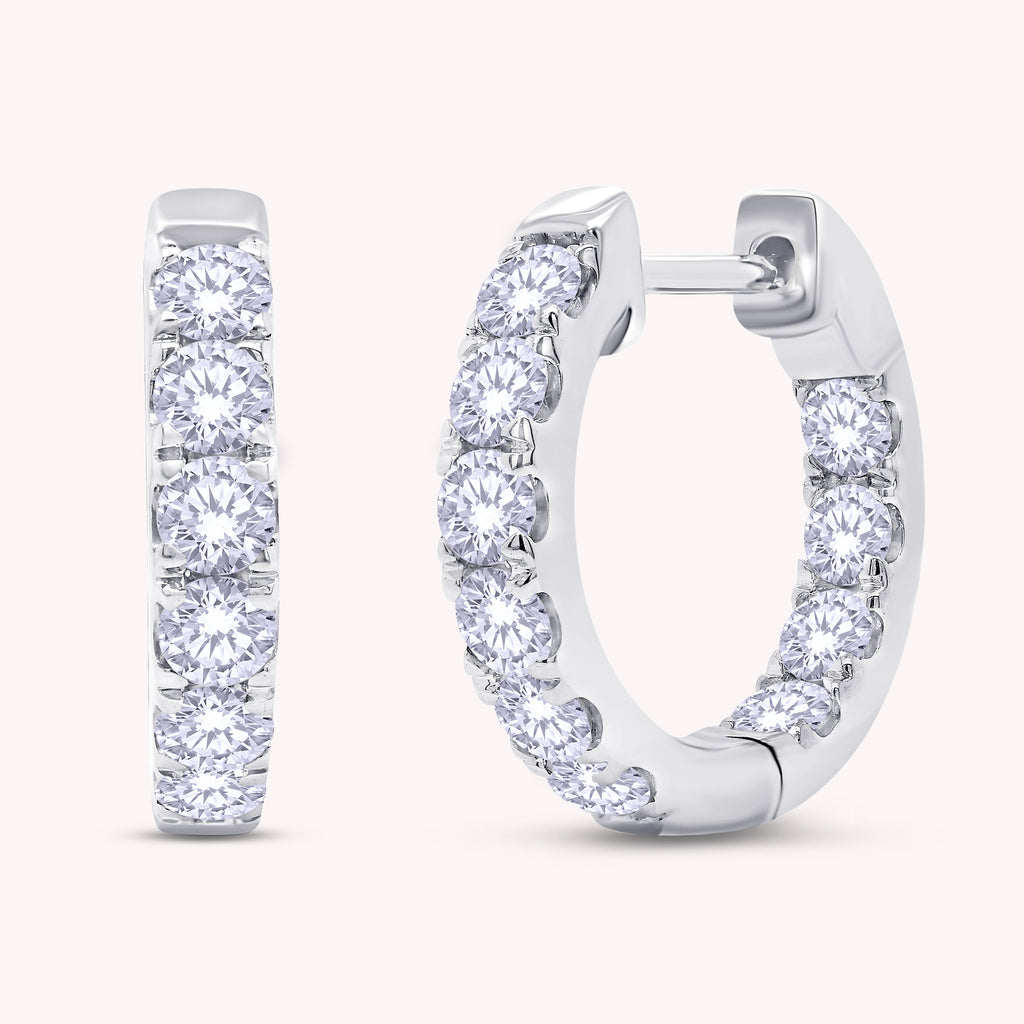 Huggie Hoop Earrings for Women Round Cut Lab Grown Diamond Earring