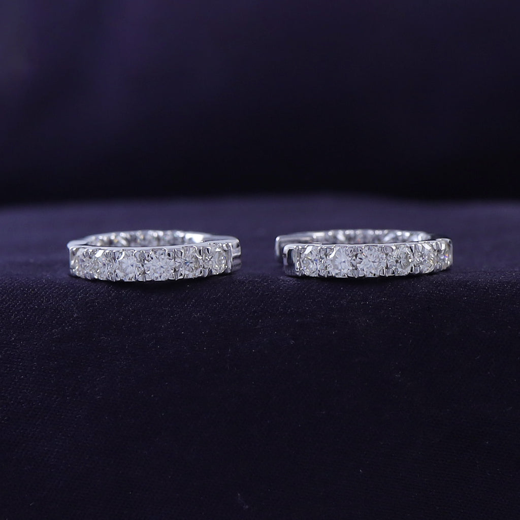 Huggie Hoop Earrings for Women Round Cut Lab Grown Diamond Earring