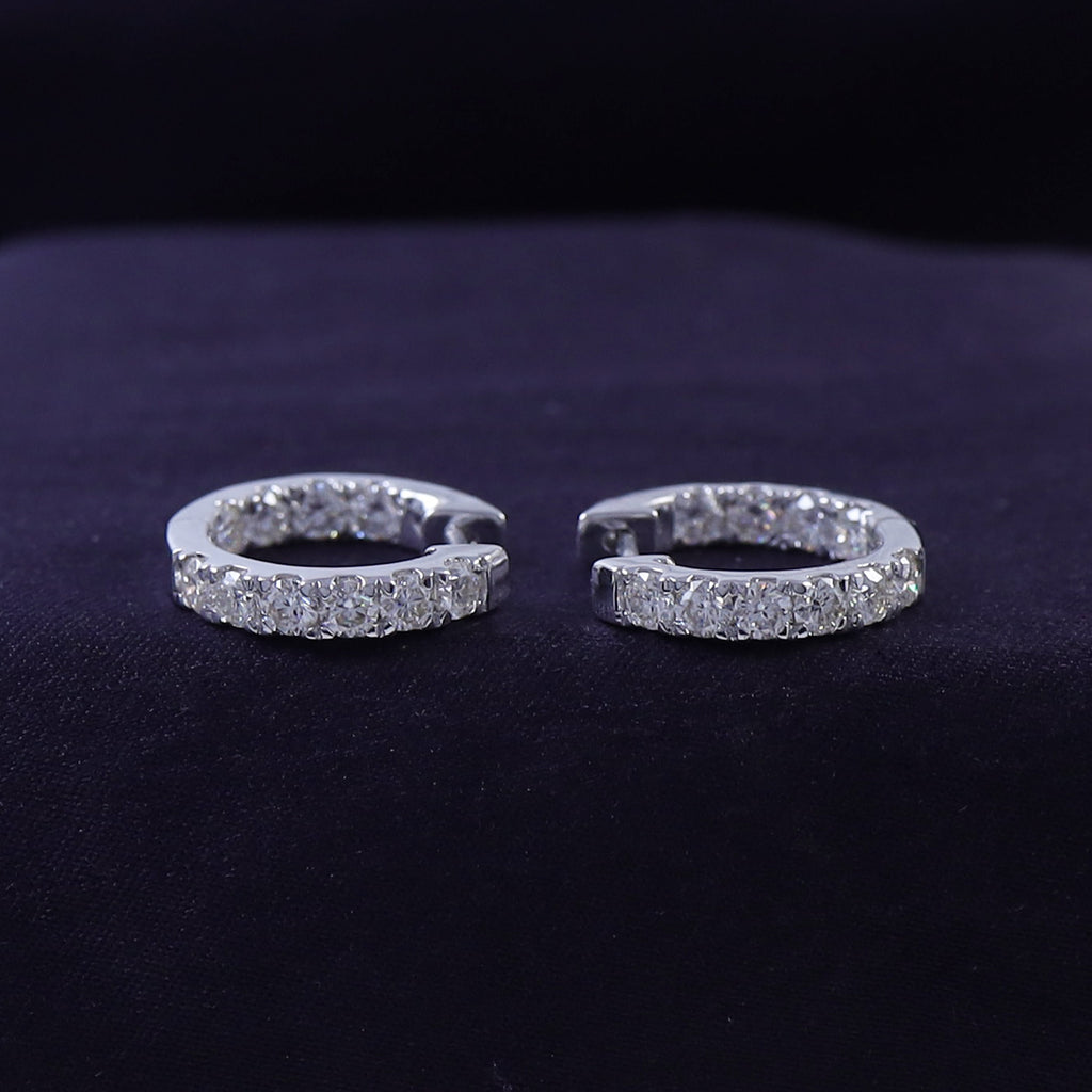 Huggie Hoop Earrings for Women Round Cut Lab Grown Diamond Earring