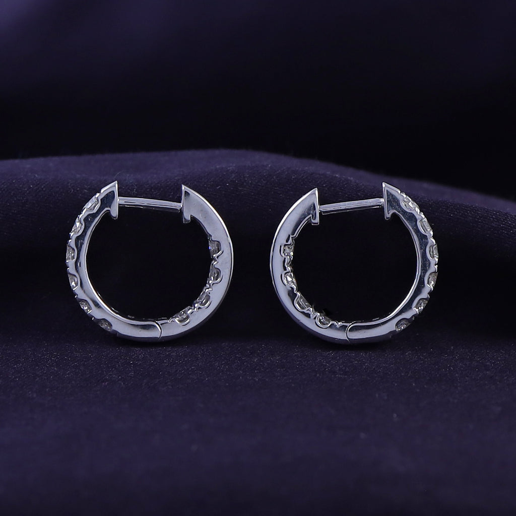 Huggie Hoop Earrings for Women Round Cut Lab Grown Diamond Earring