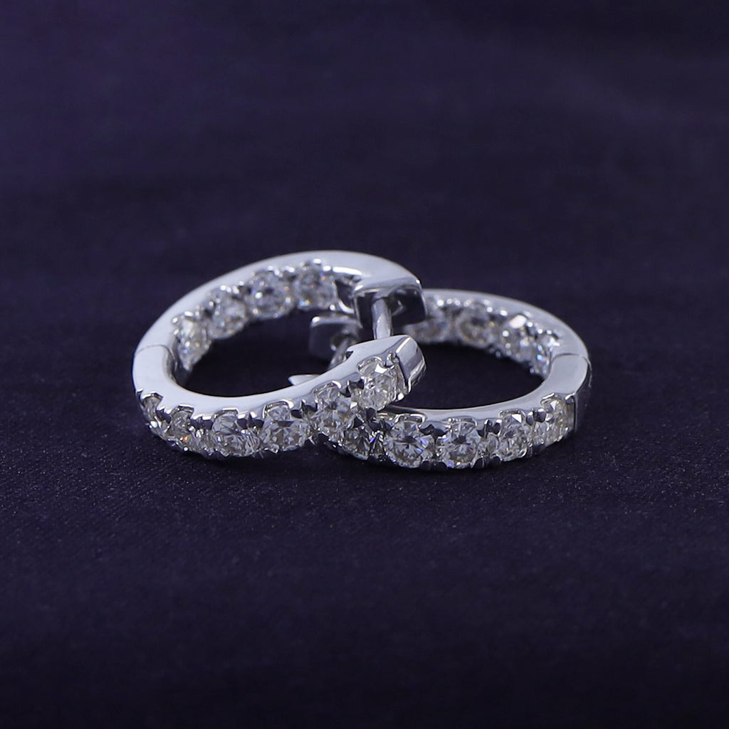 Huggie Hoop Earrings for Women Round Cut Lab Grown Diamond Earring