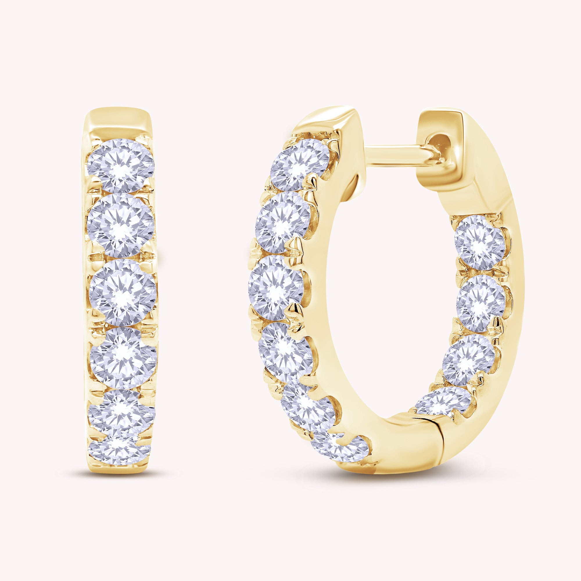 Huggie Hoop Earrings for Women Round Cut Lab Grown Diamond Earring
