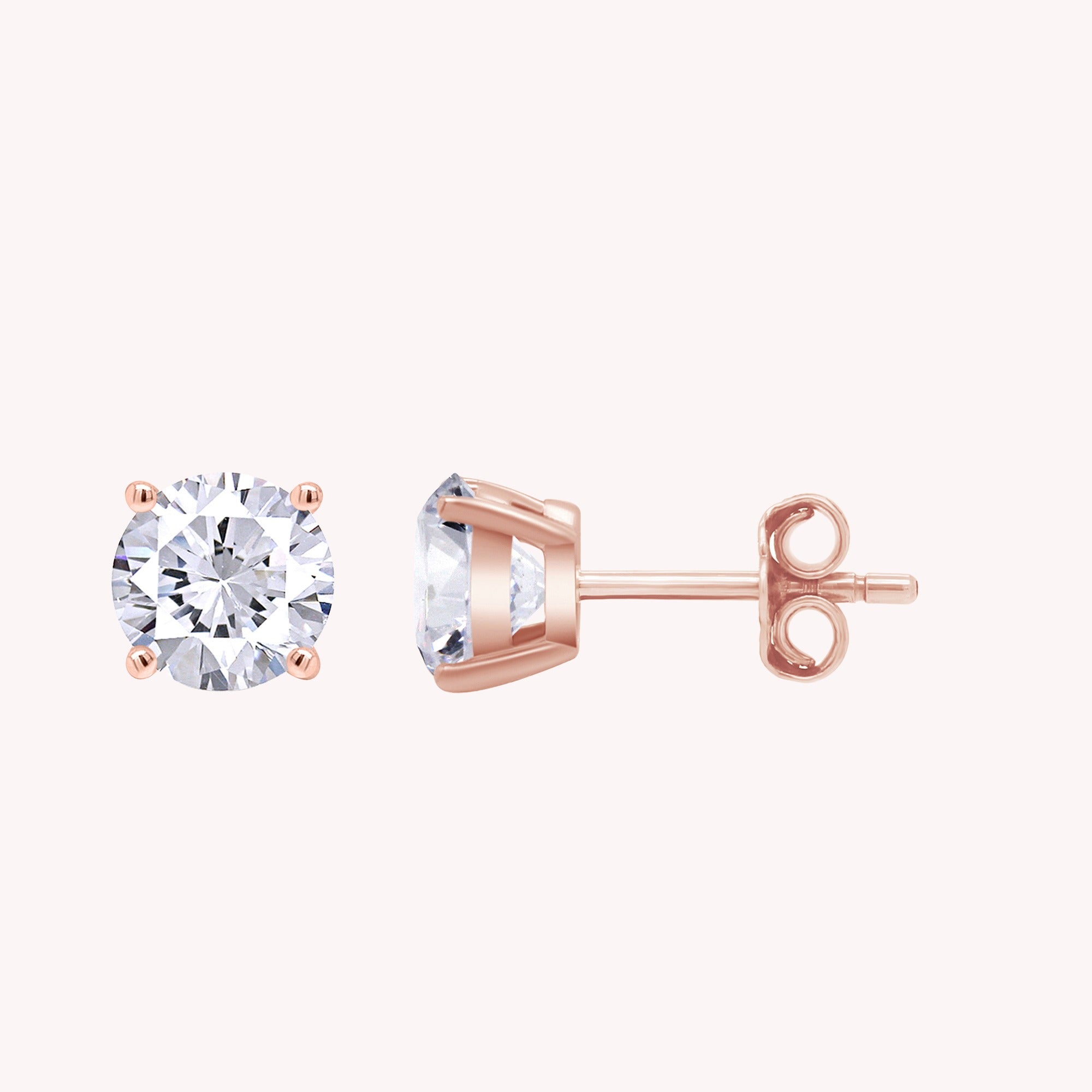 Round Cut Lab Grown Diamond Solitaire Stud Earrings for Women