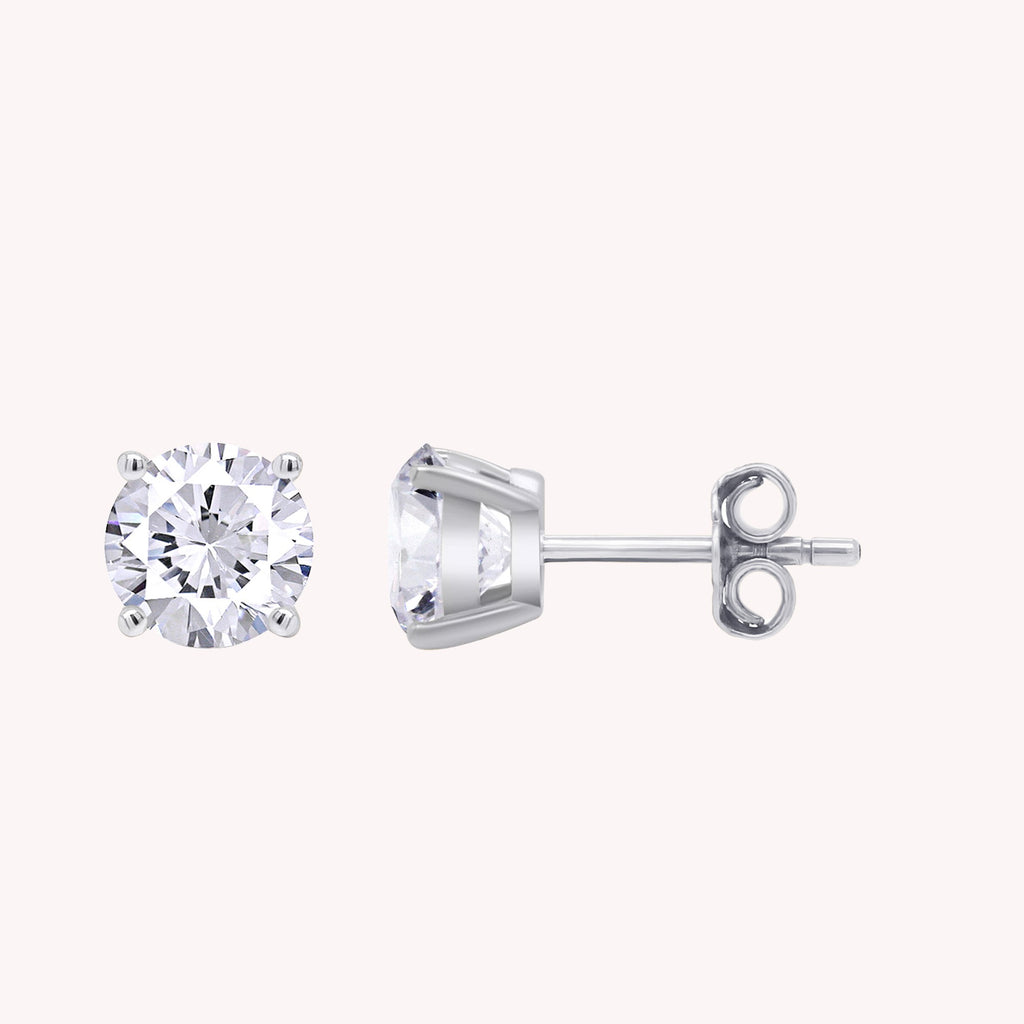 Round Cut Lab Grown Diamond Solitaire Stud Earrings for Women