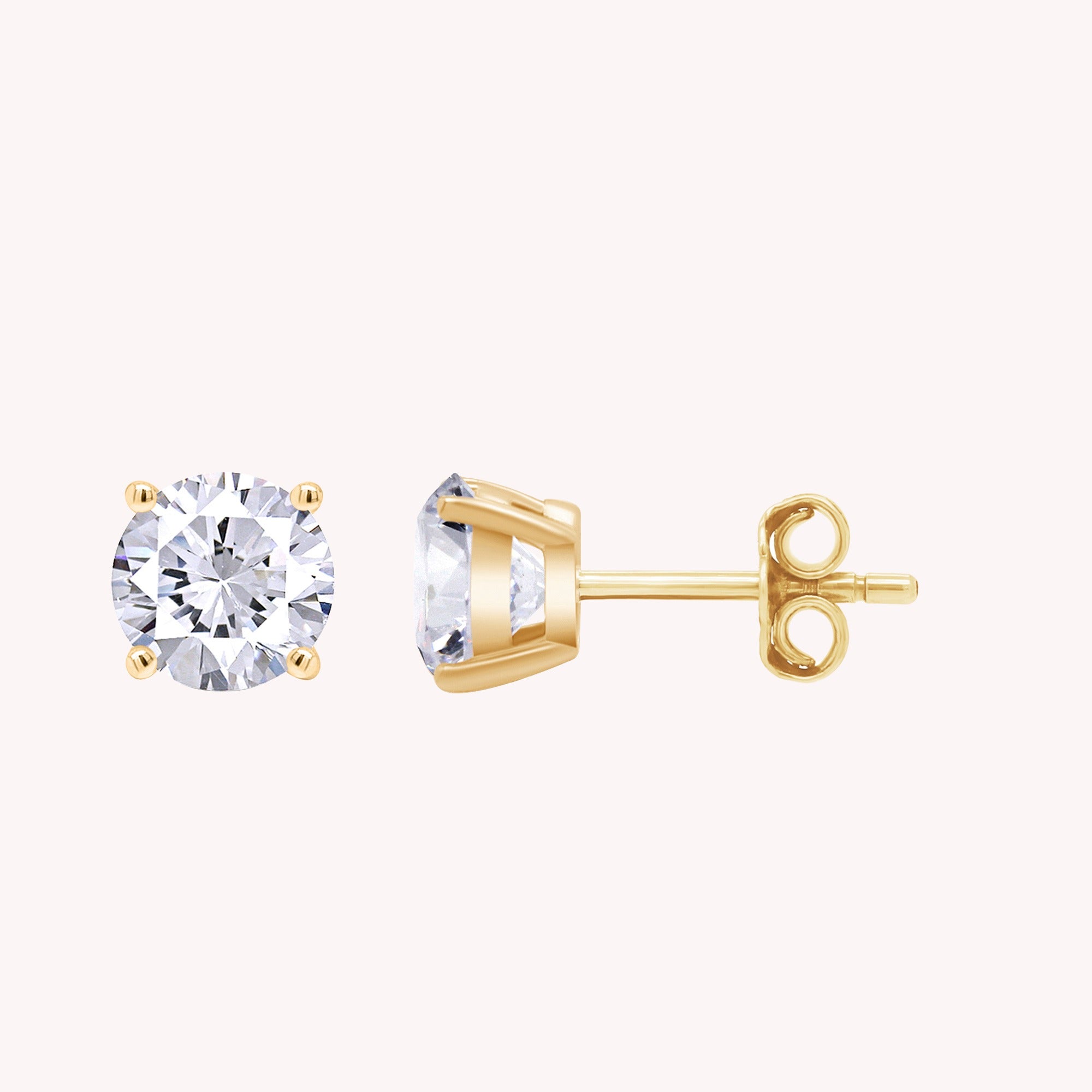 Round Cut Lab Grown Diamond Solitaire Stud Earrings for Women