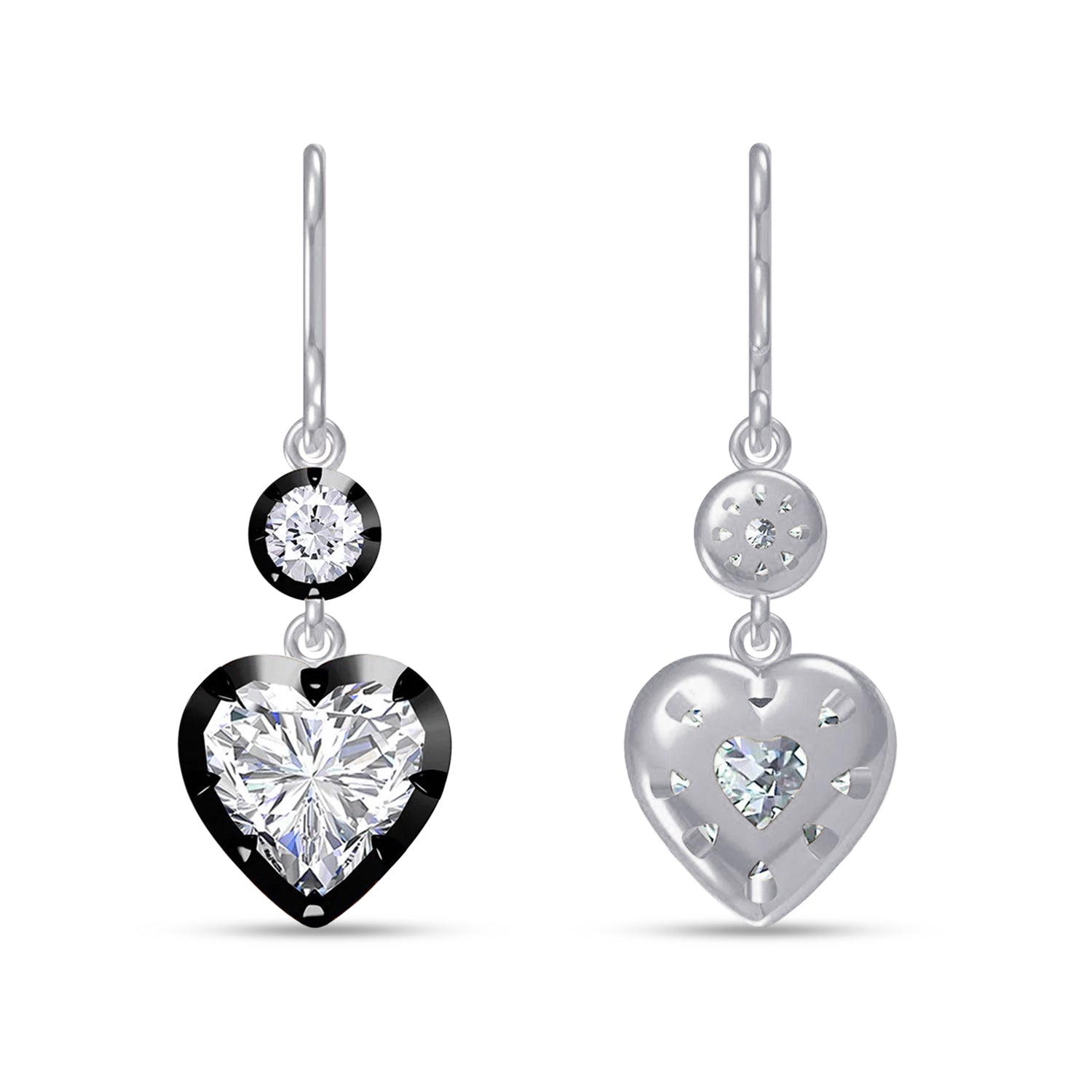 Drop and Dangle Earrings For Women, Round and Heart Shape Lab Grown Two Tone Hoop Earring