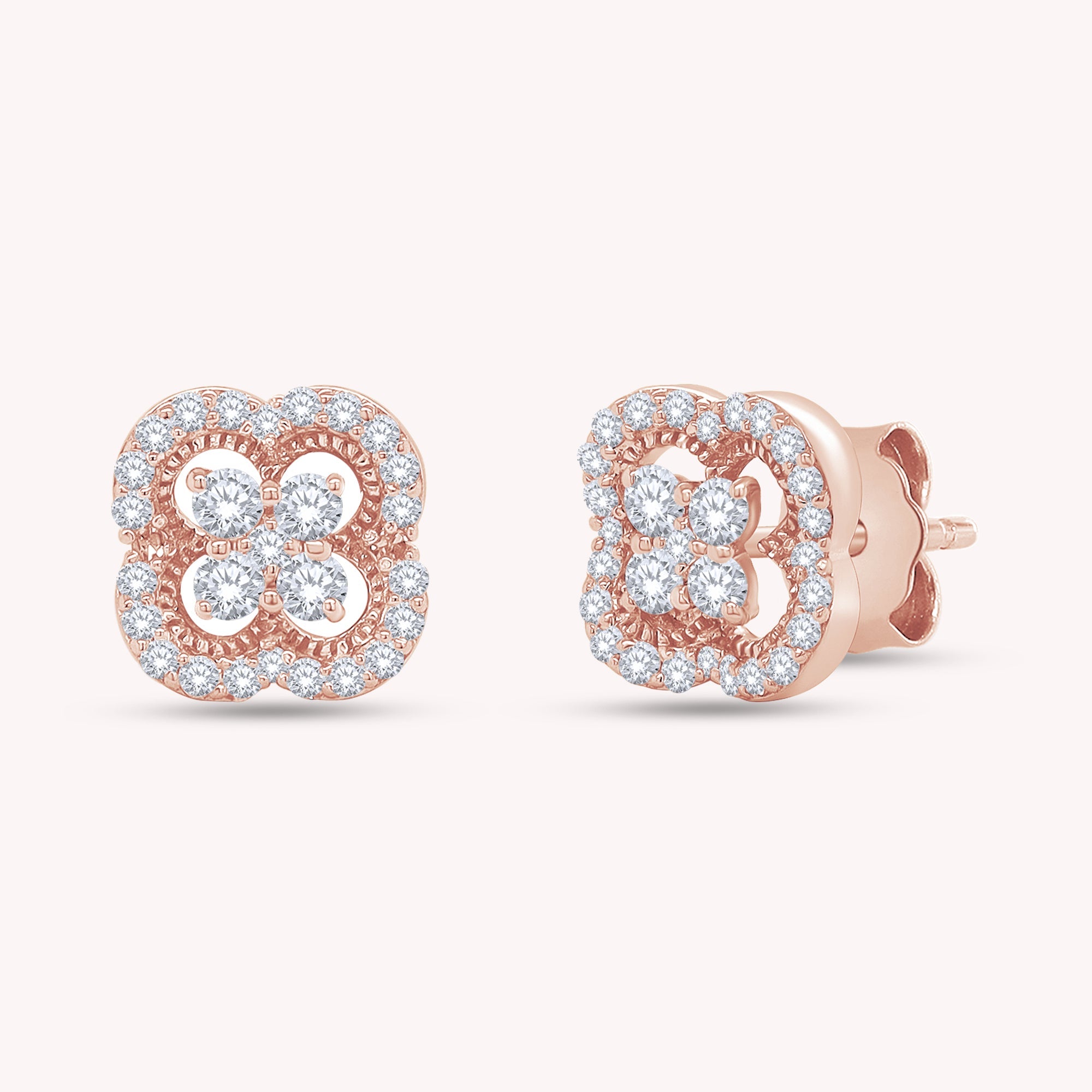 Four-Leaf Clover Cluster Diamond Earrings
