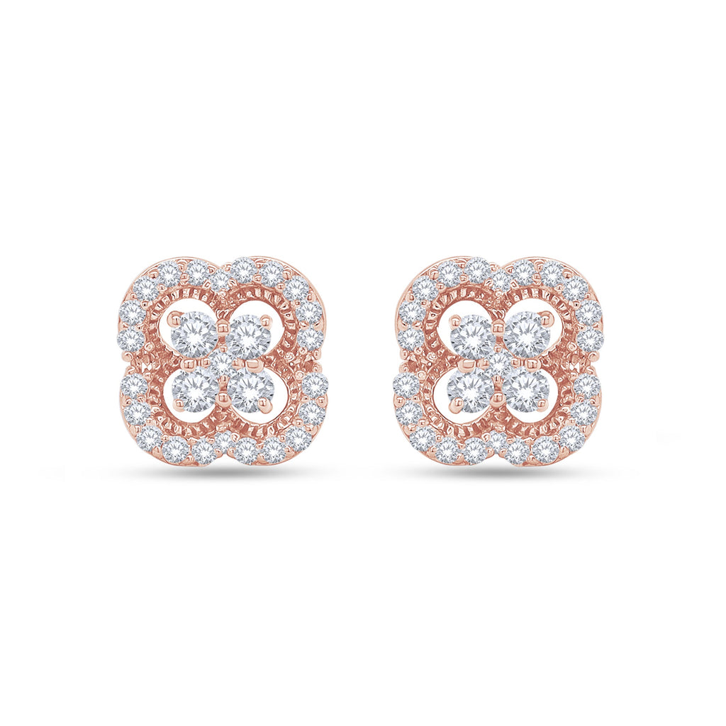 Four-Leaf Clover Cluster Diamond Earrings