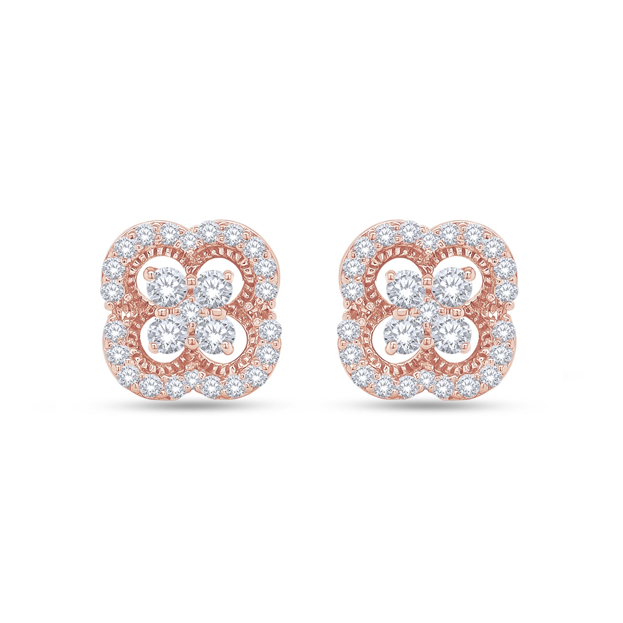 Four-Leaf Clover Cluster Diamond Earrings